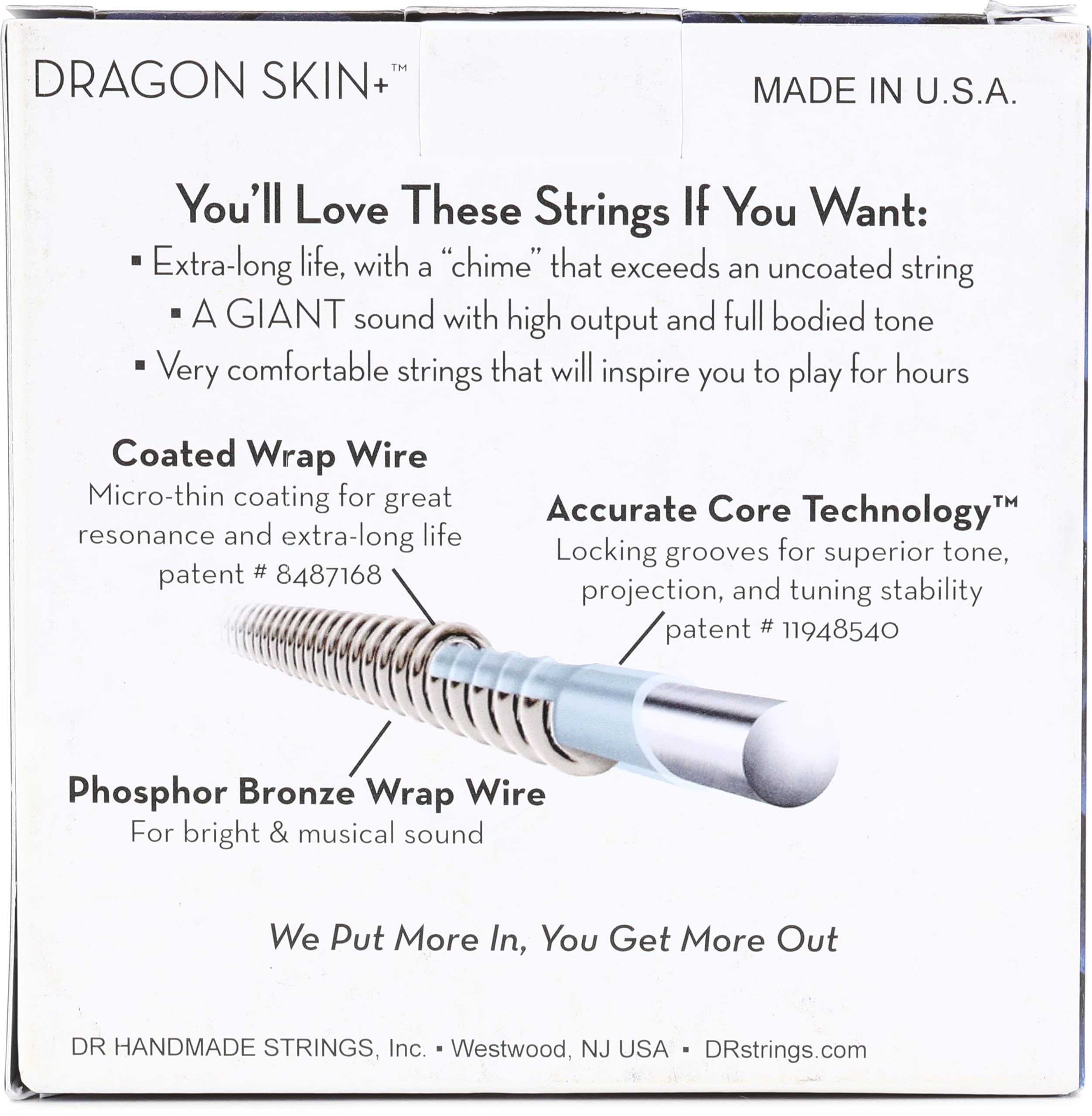 DR Dragon Skin+ - Corde per chitarra acustica in bronzo fosforo, confezione da 3 pezzi, Custom Light 11-50, corde rivestite con suono caldo, lunga durata e suonabilità equilibrata