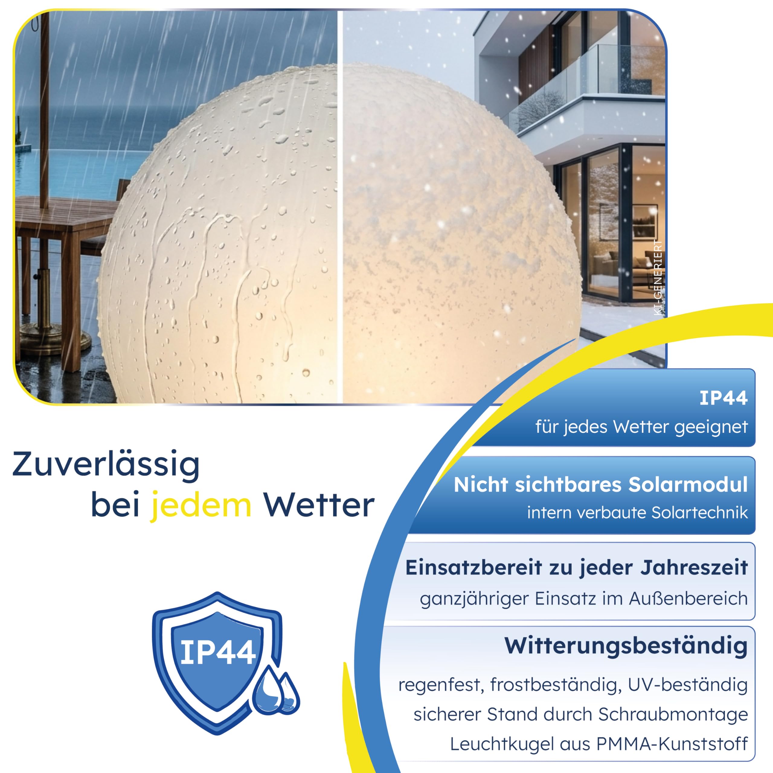 Esotec Solar Leuchtkugel Liana 40 CCT, Multicolor, Fernbedienung, Edelstahl Standfuß, Li-Ion Akku, RGB LED Gartenkugel, Solarkugel, IP44, wetterfest, Winterfest, außen, D=40cm, 102664