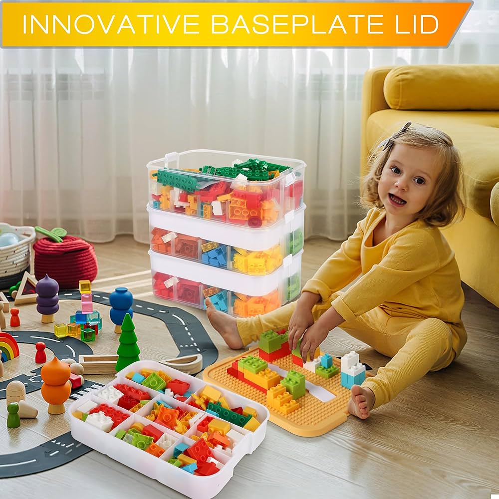 Amazon｜子供 おもちゃ 収納ボックス 蓋付きレゴ用 コンテナ ボックス