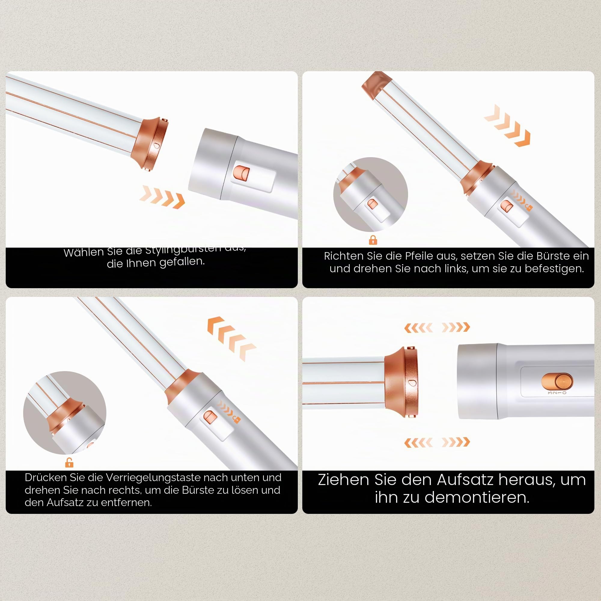 Hair Styler Set 5 in 1 Hairstyler 5 in 1 mit Rundbürstenföhn, Warmluftbürste, Föhnbürste, Haartrockner, Air Curler, Glättbürste, Hairstyler Airstyler Haarstyling Geräte für Alle Haartypen