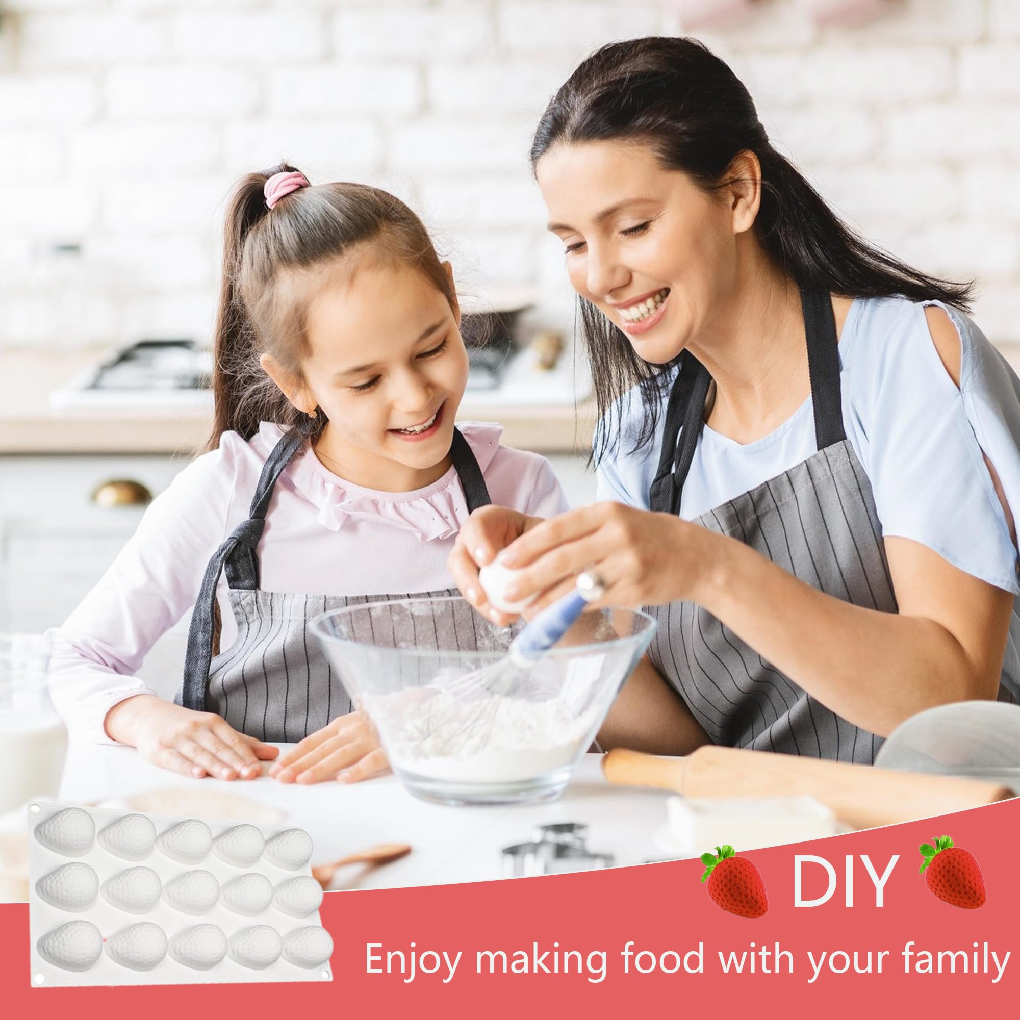Stampo in silicone 3D per torte, dolci, mousse, teglia da forno antiaderente per cuocere, sapone, gelatina e budino (fragola)