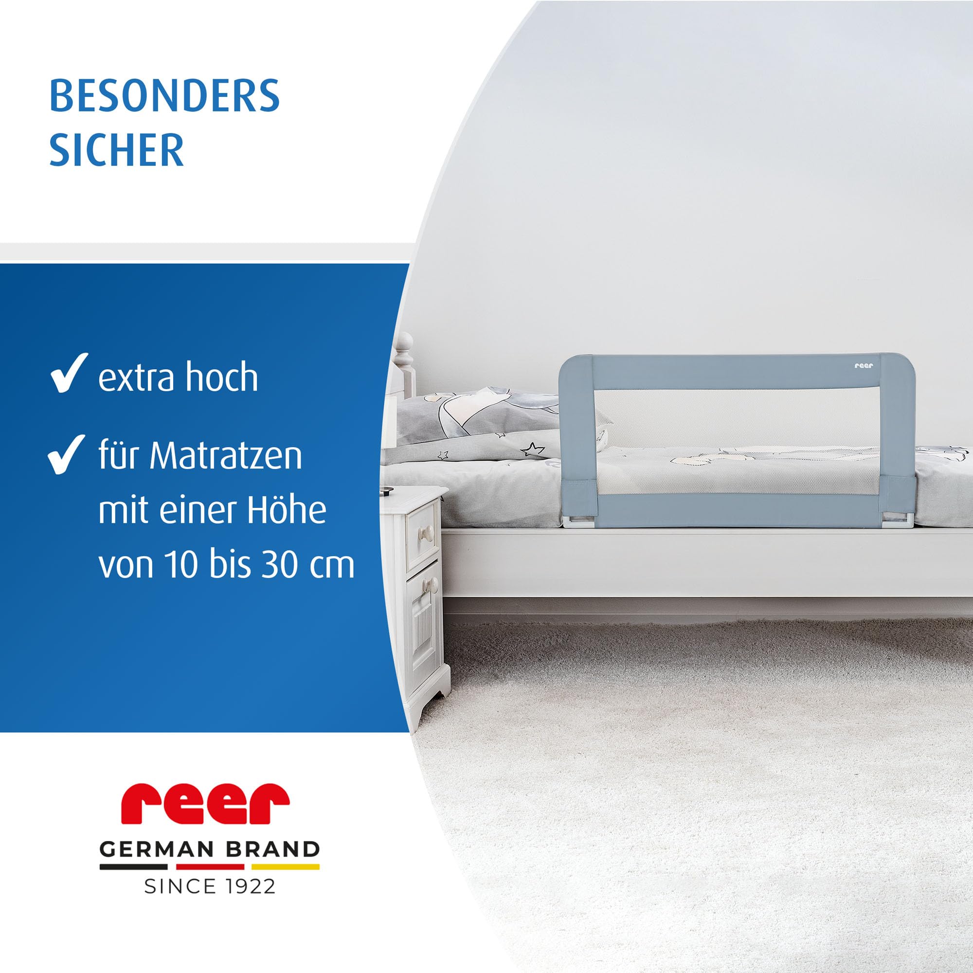 Reer Sleepn Keep, protezione anticaduta per culle, lunghezza 100 cm per letti con una lunghezza di 150-180 cm
