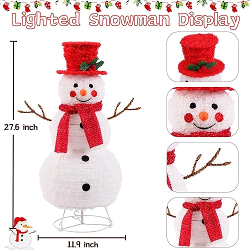 Miniatura 2 de Higen Decoración de muñeco de nieve de Navidad iluminado para patio, muñeco de nieve de 2.3 pies, decoración para interiores y exteriores, plegable,