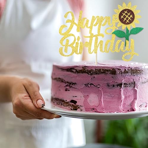 Miniatura 6 de 1 paquete de decoración de pastel de feliz cumpleaños con purpurina de girasol para pasteles, baby shower, niños, cumpleaños, verano, baby shower,