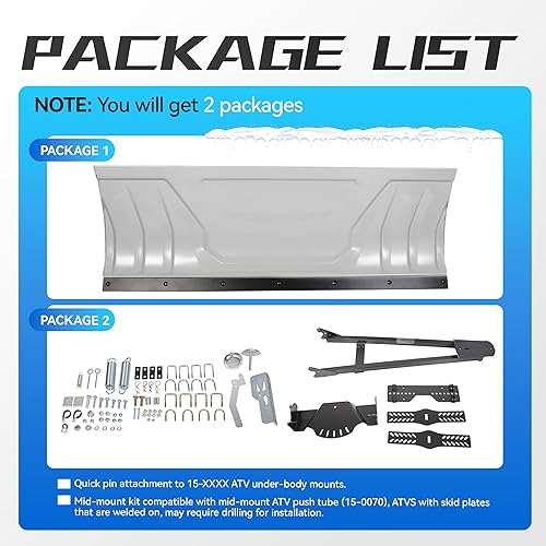 Miniatura 6 de KUAFU - Juego universal de cuchillas para barrer la nieve (48 pulgadas, acero ajustable, kit universal completo, compatible con todo-terrenos Honda,