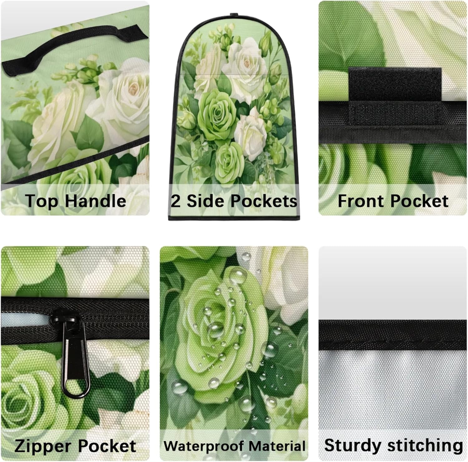 Kitchen Aid Mixer Cover Flower Floral Stand Mixer Cover Compatible with 6-8 Quarts Stand Mixers, Dust Covers with Zipper Pocket Foldable Washable Kitchen Aid Organizer Bag