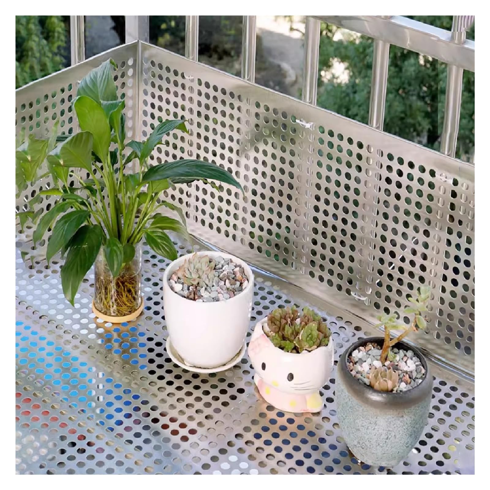 JINMLBO 304 Stainless Steel Perforated Plate, Hole Diameter 10mm Metal Preforated Sheet, Leak-Proof Window Pads, Easy to Install(69x122cm)