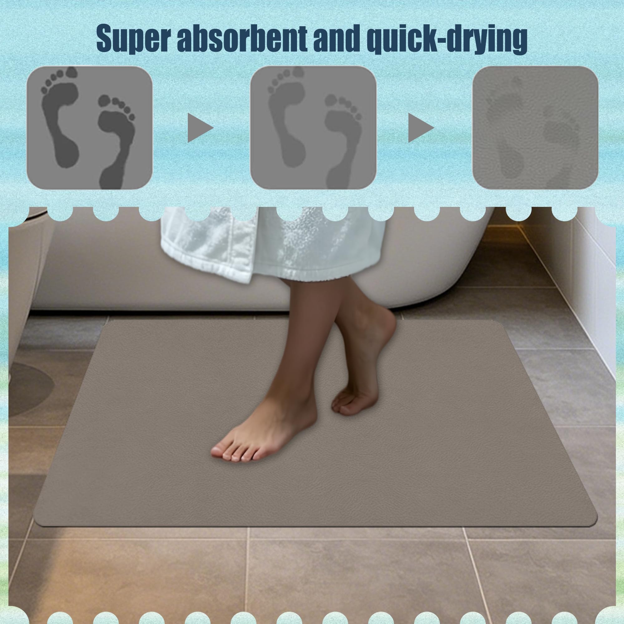 Alfombrilla Diatomita 50 x 115 cm Super Absorbente Alfombrilla de Ducha de Secado Rápido Higiénico y Funcional para Bañera, Ducha, Cuarto de Baño y Cocina, marrón