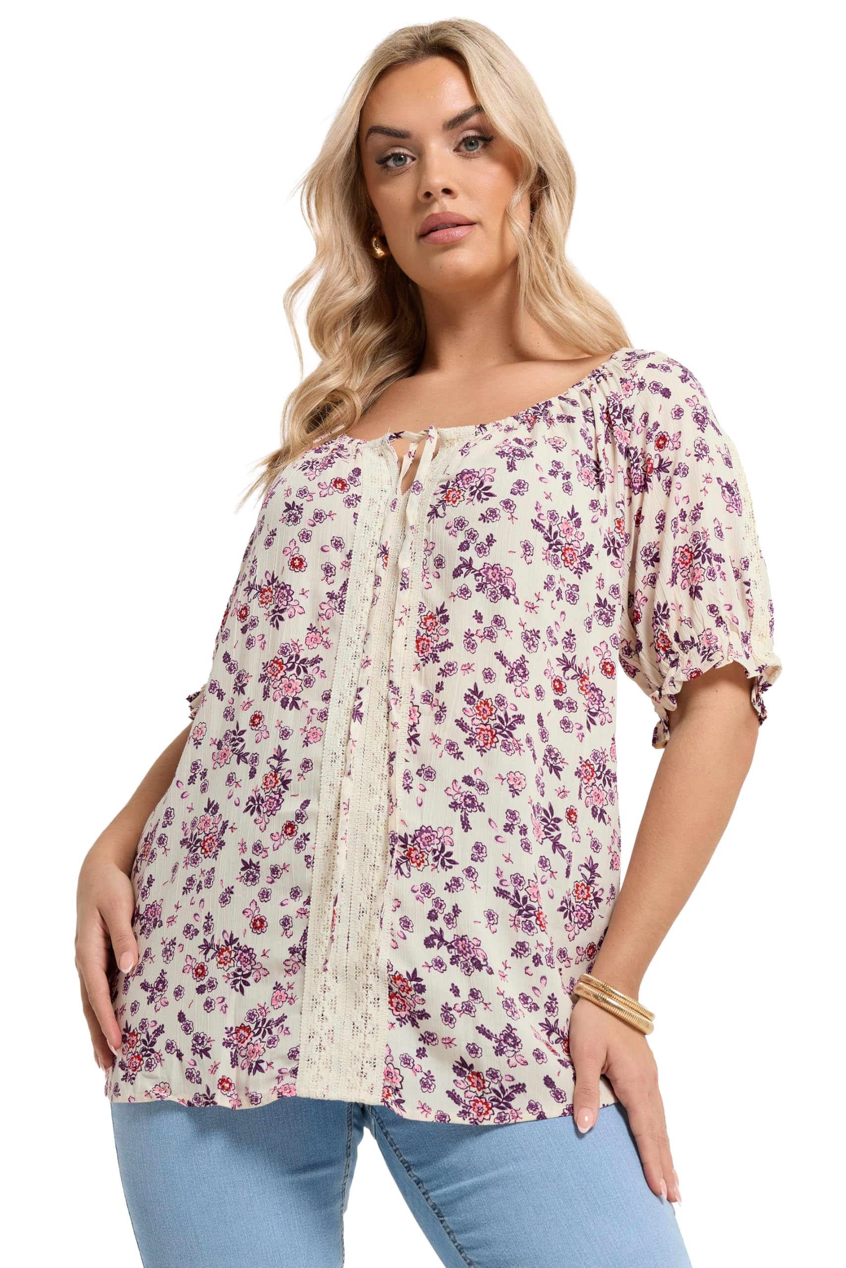 Yours Women's Multi Ditsy Floral Top Size 18