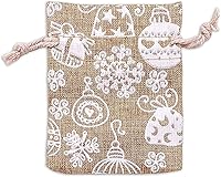 Vista 40 de TheDisplayGuys - Paquete de 12 bolsas de regalo de lona de yute reutilizables de 6 x 8 pulgadas con cordones (estrellas blancas, medianas)