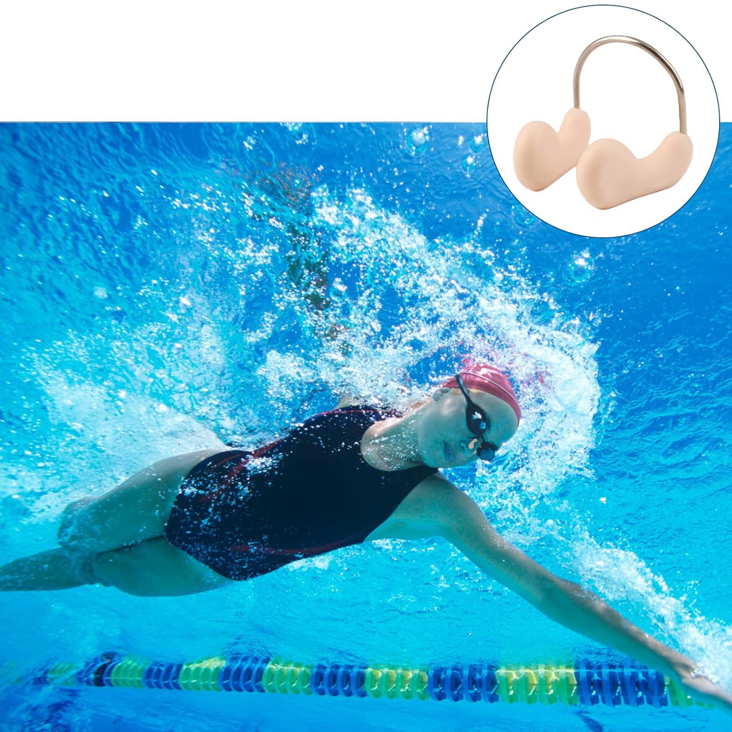 Pinza de Nariz de Natación de Silicona para Adultos, 6 PCS Tapones Nasales Impermeables