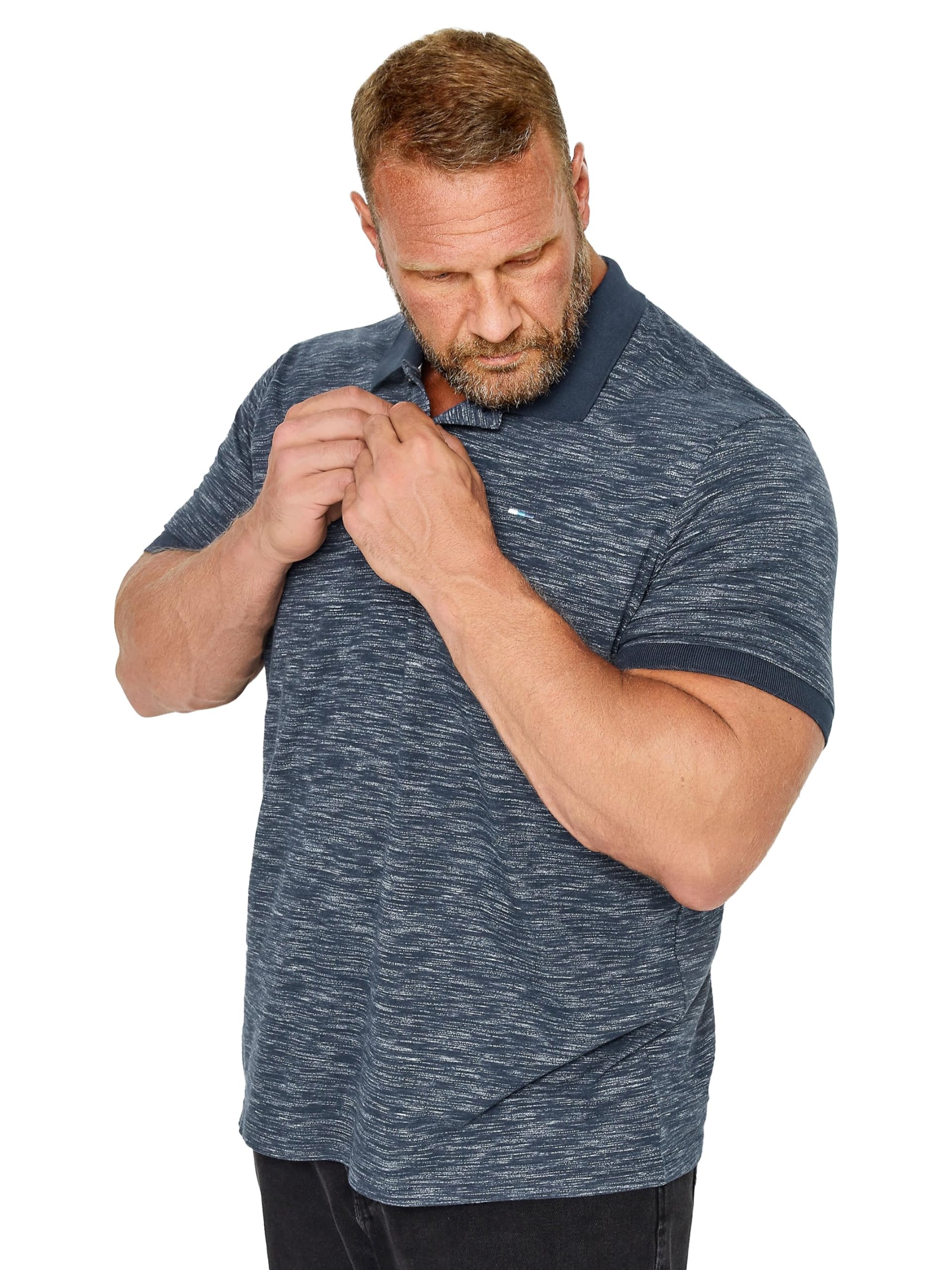 BadRhino Big & Tall Blue Slub Polo Shirt - Men's - Plus Size Curve