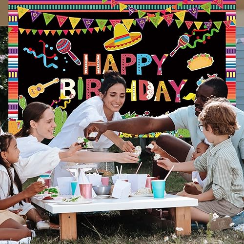 Miniatura 4 de Telón de fondo mexicano para fiesta de cumpleaños, temática de fiesta de feliz cumpleaños, decoración colorida de fiesta de Cinco de Mayo,