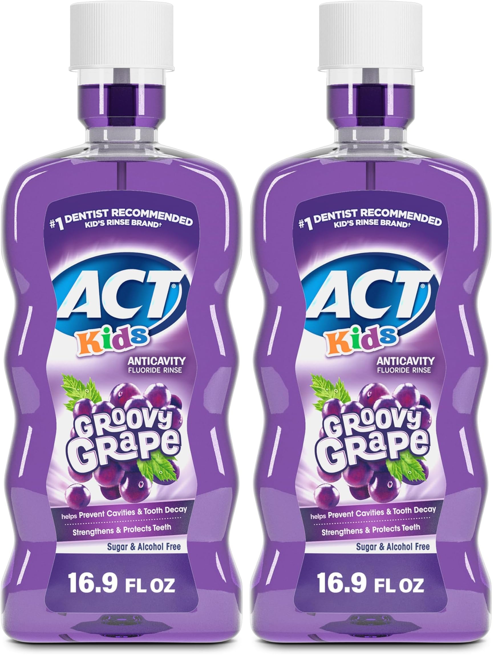 Kids Anticavity Fluoride Mouthwash, Groovy Grape | 16.9 fl. oz. | Alcohol Free | Accurate Dosing Cup | Pack of 2