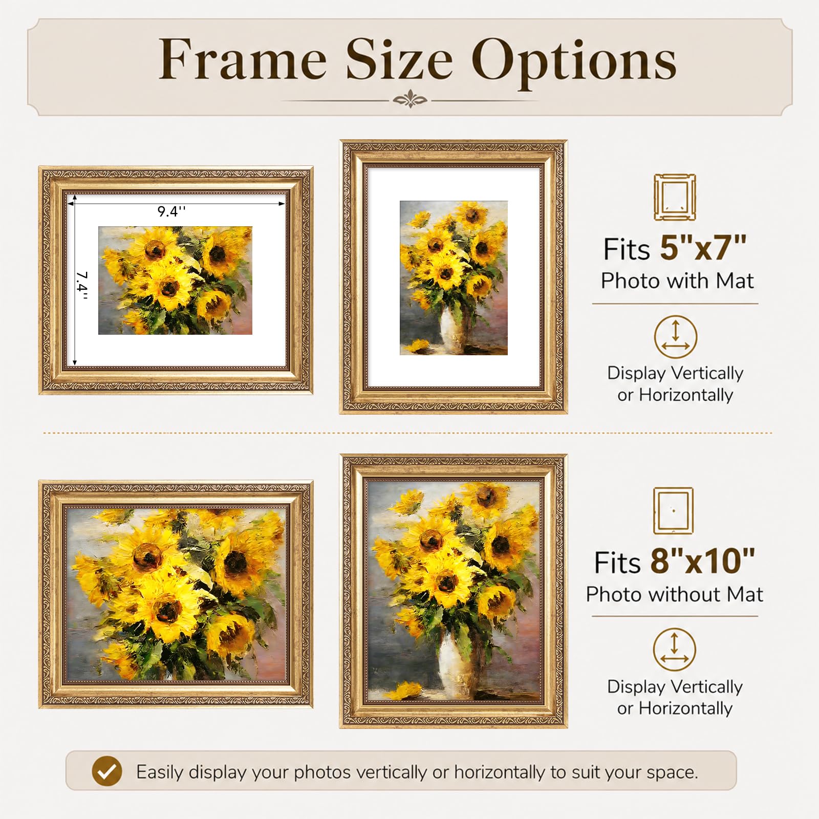 Amazon.com - JCJMY 8x10 Vintage Picture Frame with 5x7 Mat