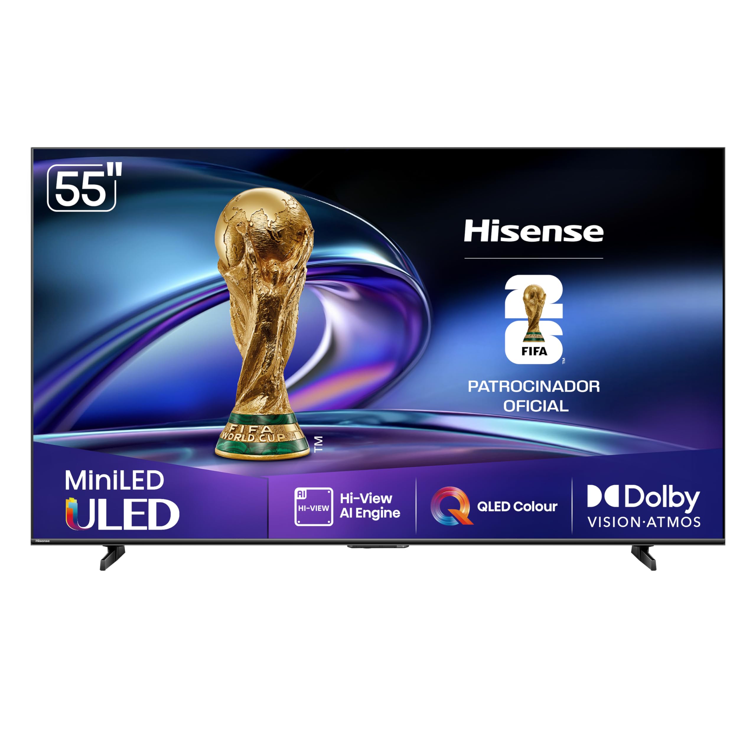 Hisense Smart TV 4K 55" Polegadas 55U6QV Mini LED com Dolby Vision, HDR10+, HDR10+ Adaptive, Dolby Vision IQ, Modo FilmMaker, Dolby Atmos, Compatibilidade Alexa, Google Home