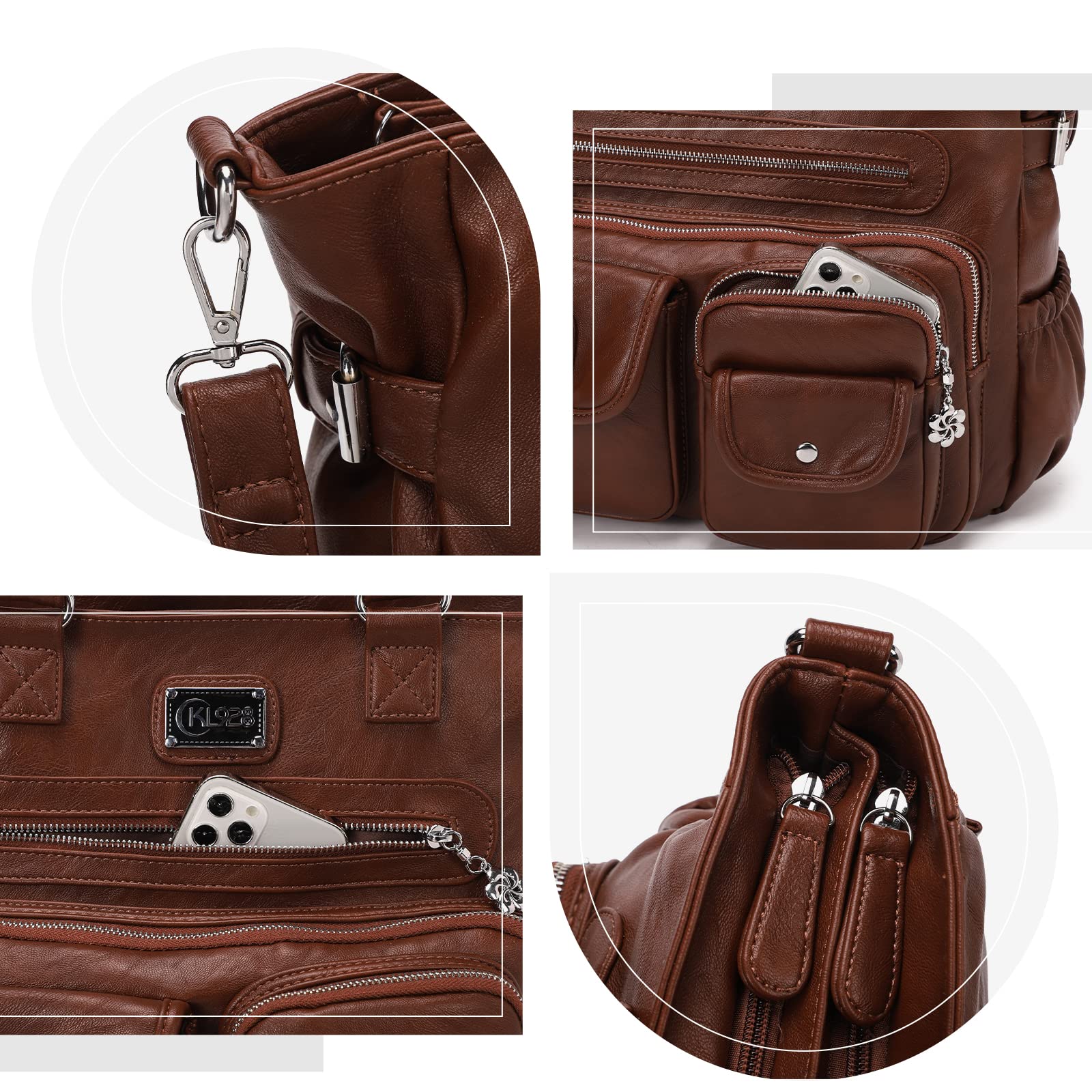 KL928 Bolso bandolera para mujer, bolso pequeño de mano, piel sintética, para mujer o niña
