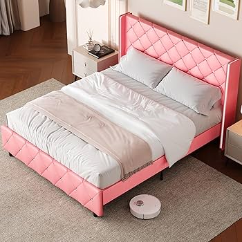 Amazon.com: Full Size Bed Frame with Headboard, Upholstered