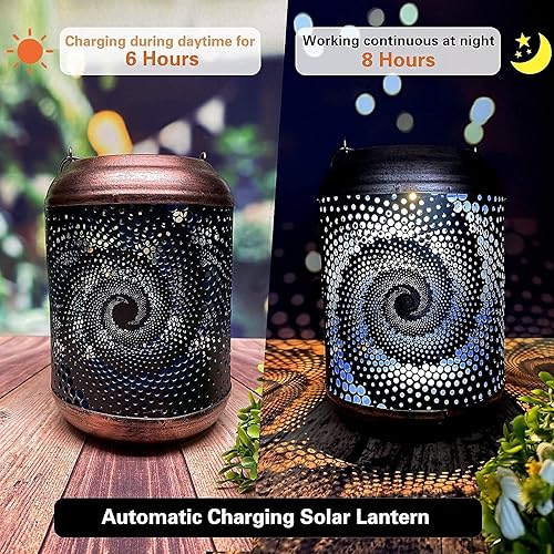 Miniatura 5 de Faroles solares colgantes para exteriores, juego de faroles azules fríos y libélula (paquete de 2)