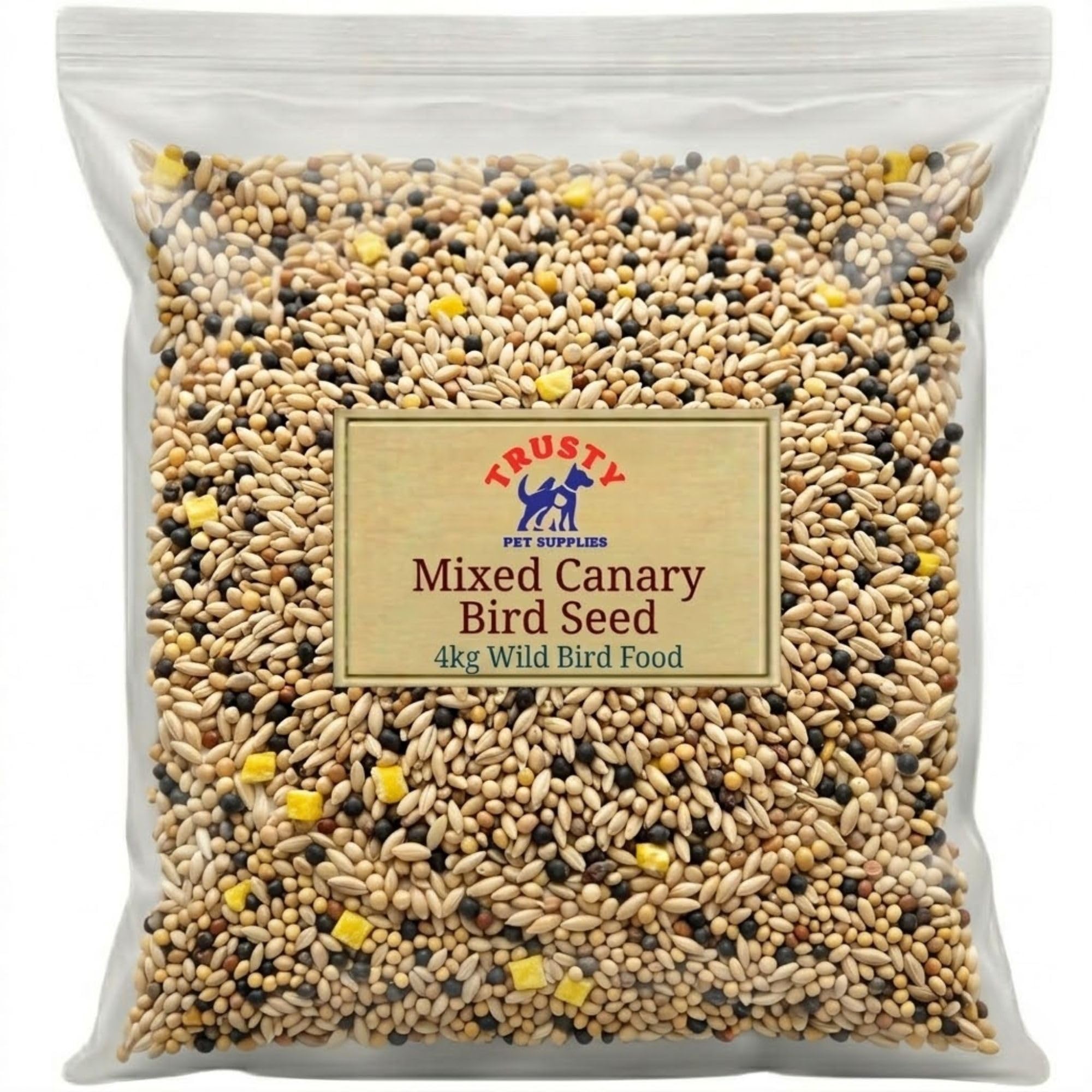 Mixed Canary Seed 4kg | Premium Bird Seed and Canary Food | No Mess Bird Seed Mix for Small Birds and Canries | By Trusty Pet Supplies