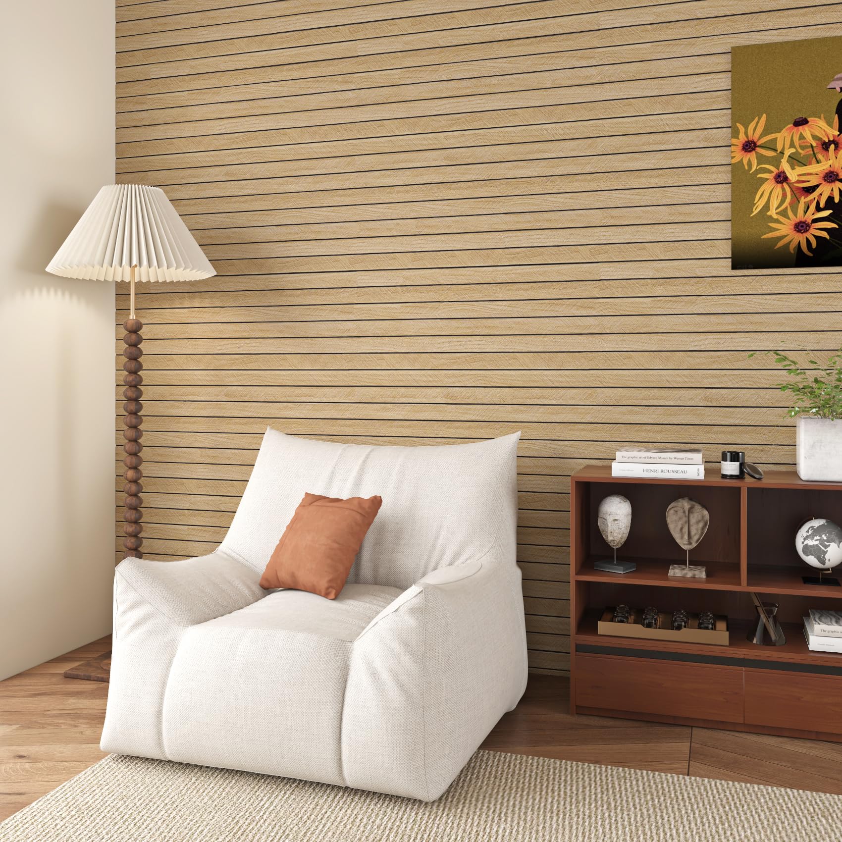 Livelynine Panneau Mural Decoratif Adhesif Bois Marron 3D 90CMx5M Panneau Mural Bois Décoratif Intérieur Panneaux Muraux 3D Adhesif Salon Chambre Papier Peint Adhésif Mur TV Entrée Bureau Revetement