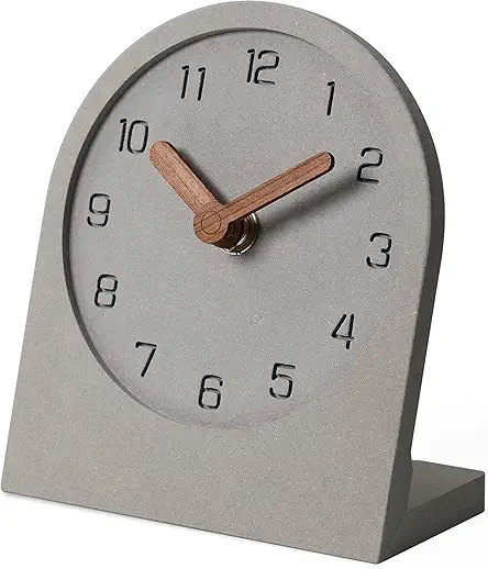 "Gray Silent Non-Ticking Wooden Mini Analog Desk/Mantel Clock for Home/Office"