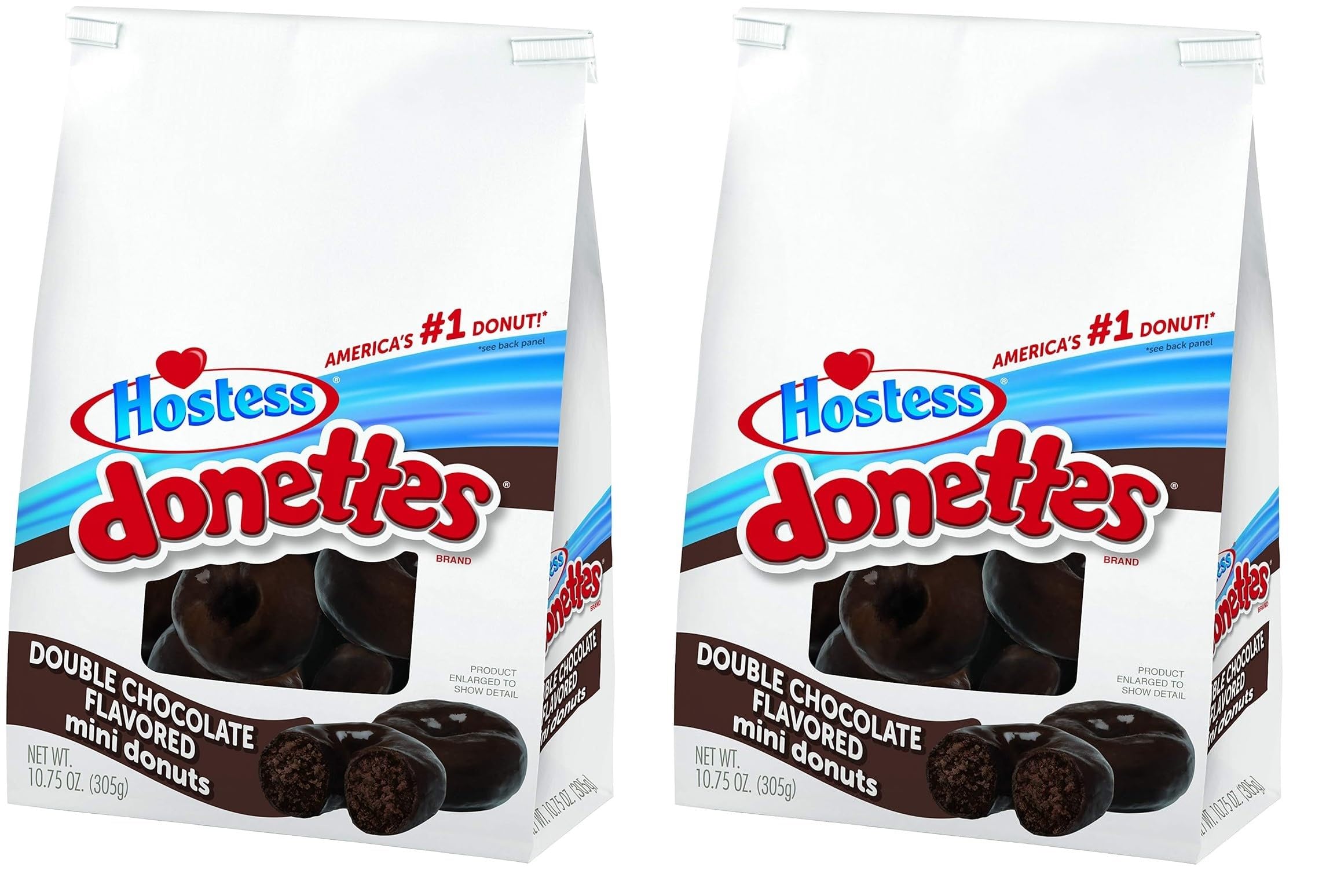 Hostess Donettes - Double Chocolate Flavored - 10.75 Oz Bag - Pack of 2
