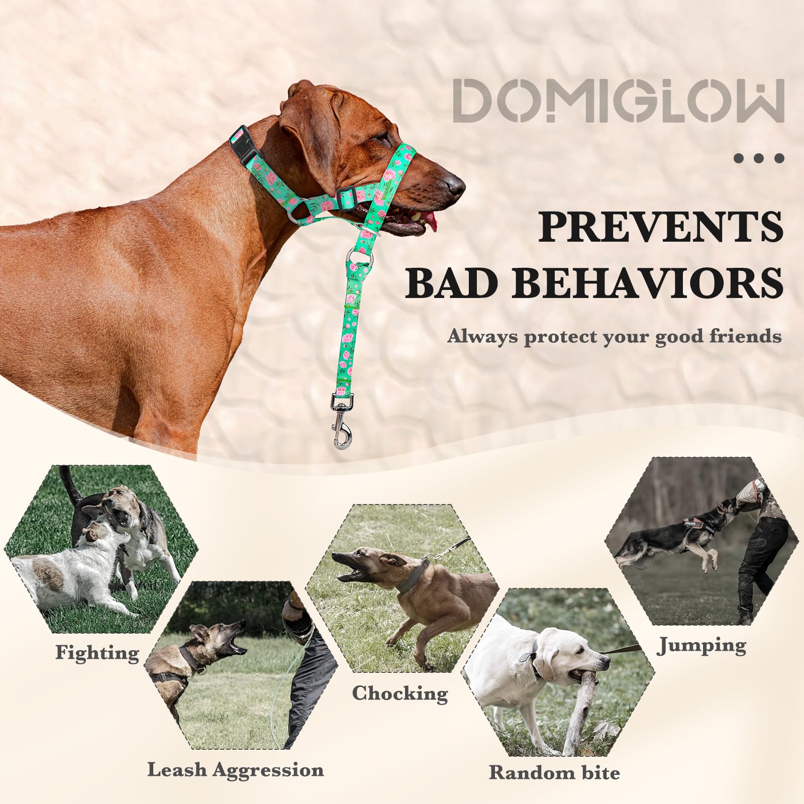 Collar de cabeza de perro sin tirones, cuello halter antitirones para perros medianos, diseño acolchado ajustable para dejar de tirar de la correa, fácil control de entrenamiento para caminar