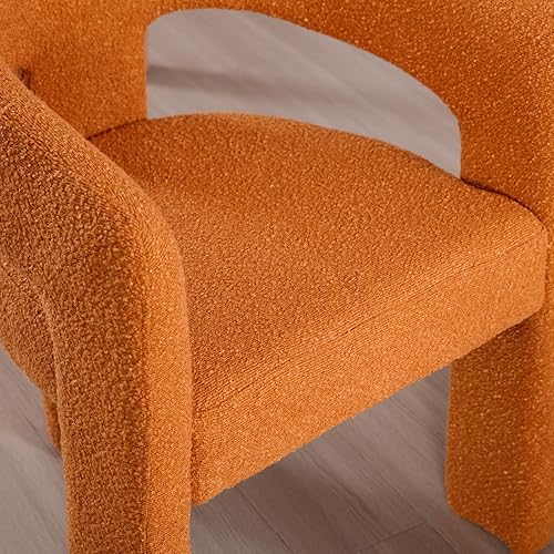 Miniatura 7 de Modern Boucle Silla de comedor, silla de cocina tapizada de sherpa con brazos, cómoda silla lateral de barril para sala de estar, oficina en casa,