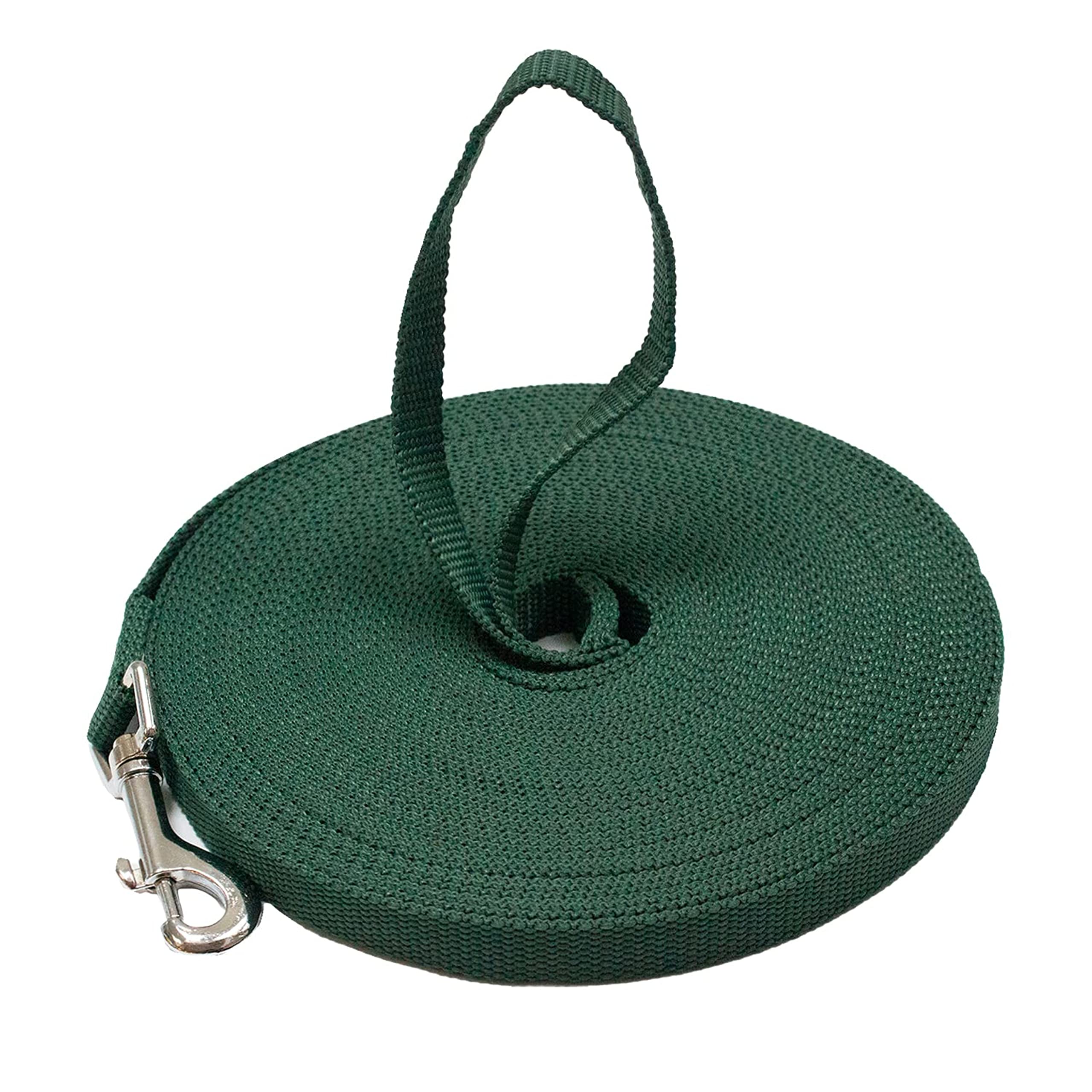 Downtown Pet Supply - Long Dog Training Leash for Recall & Obedience - Nylon, 30 ft, Hunter Green