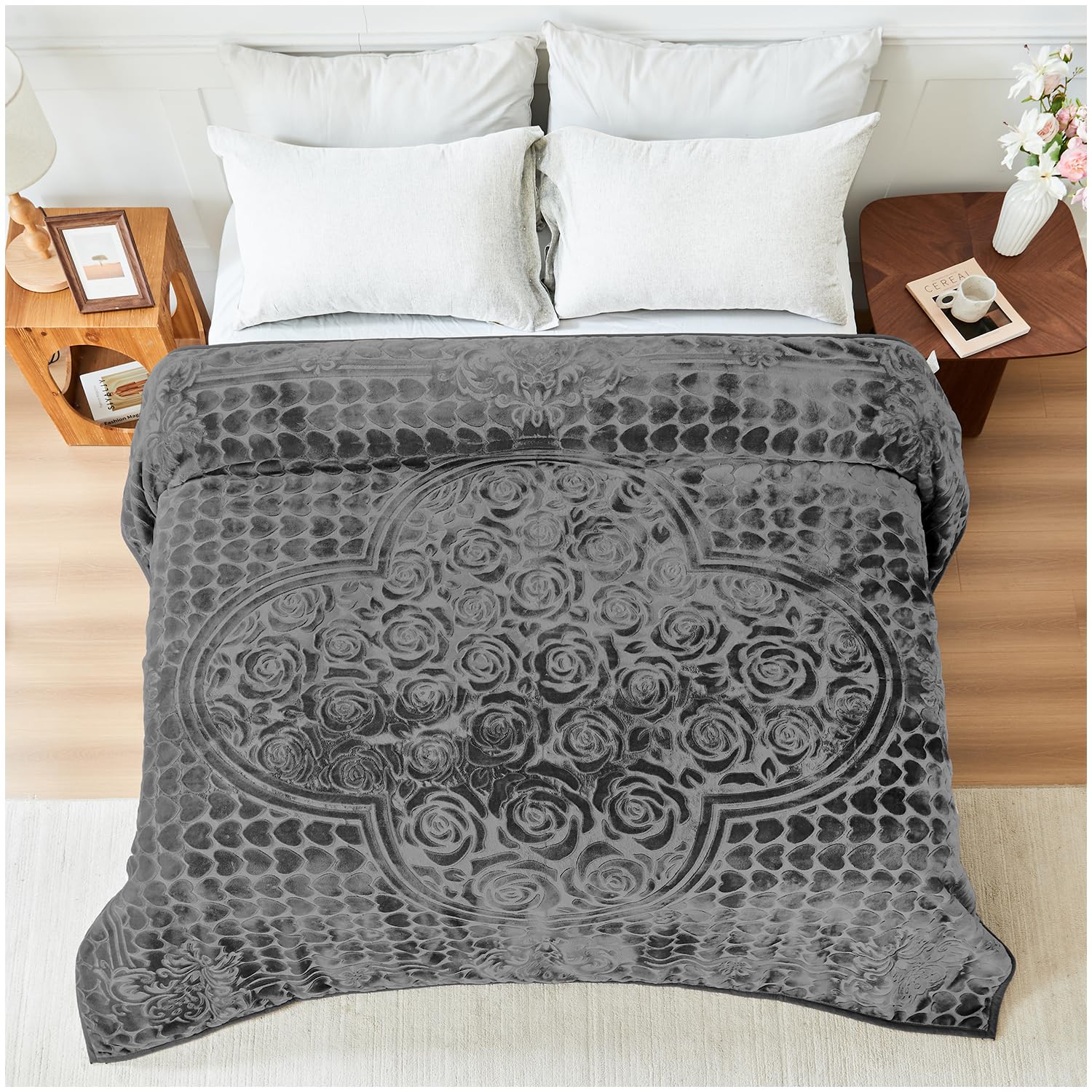 GC GAVENO CAVAILIA Blossom Heavy Blanket 2 Ply Sherpa Fleece Bed Throw 4kg