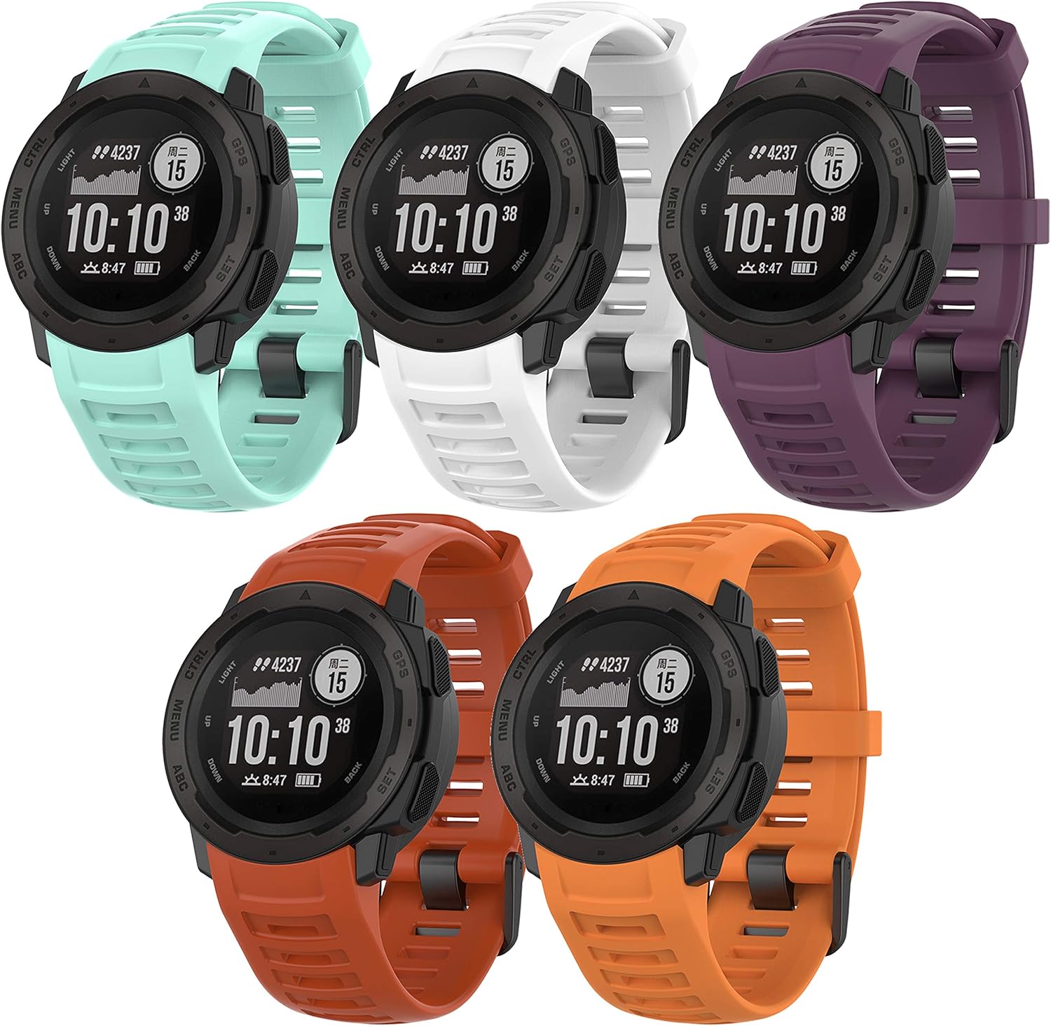 Band for Garmin Instinct 2/2 Solar, Soft Silicone Replacement Watch Band Strap for Garmin Instinct Tide/Tactical/Solar/Esports (No Tracker)