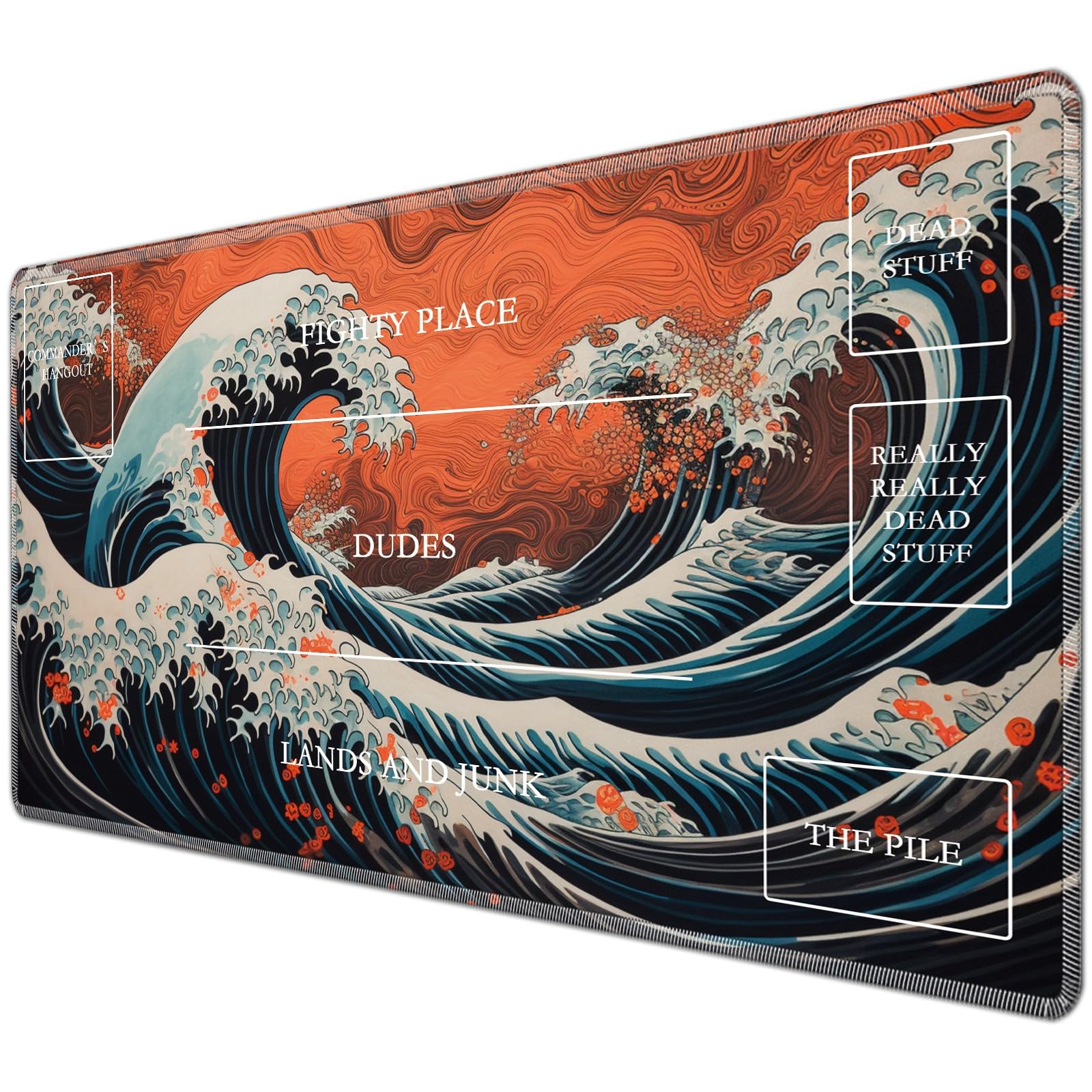 JANENFNA TCG Playmat with Magic Zones 24 x 14 inches Mousepad Compatible for MTG TCG Trading Card Game Play Mats Smooth Rubber Surface Magic The Gathering Play Mat, Blue Wave B
