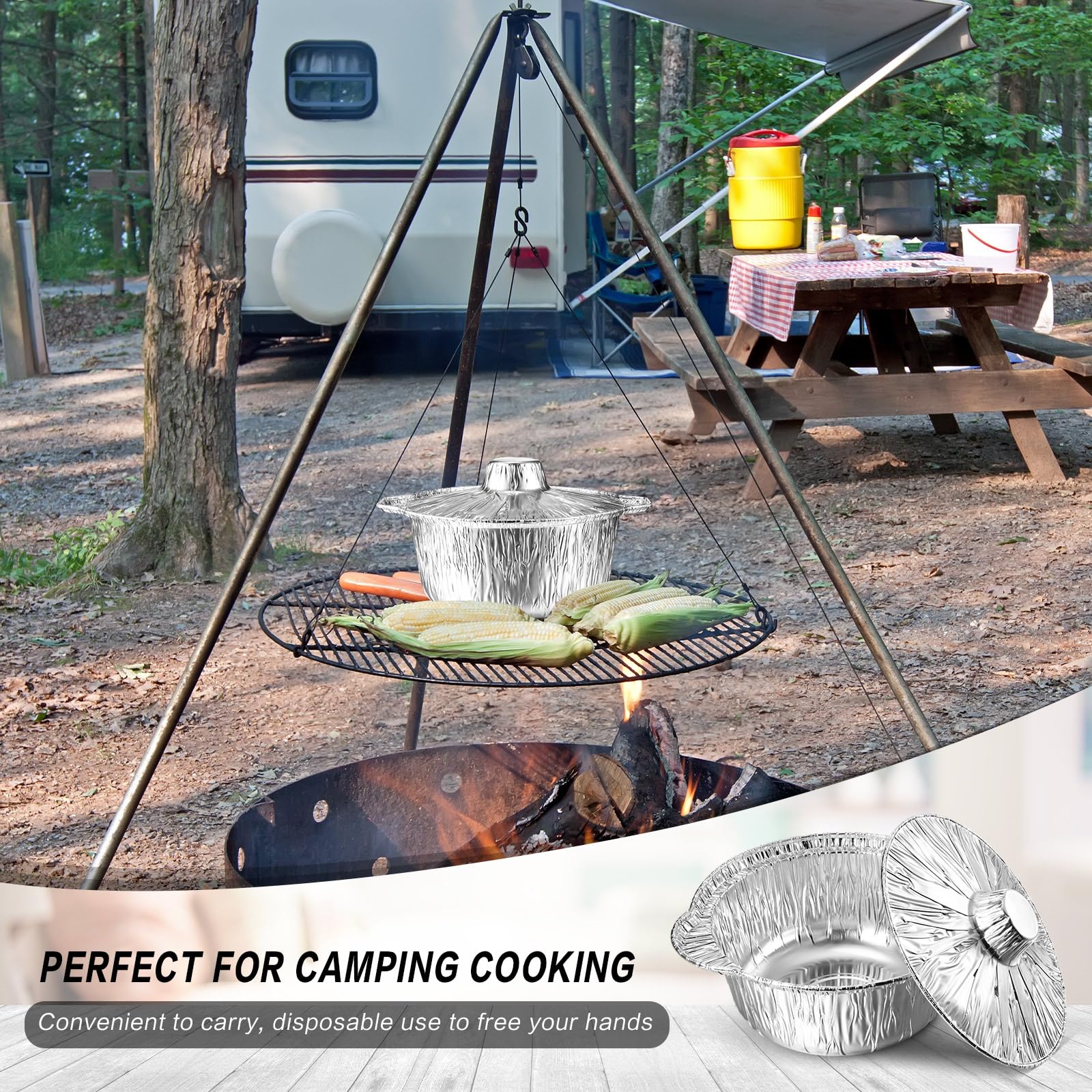 Sunnychicc Einweg-Topf aus Aluminium mit Deckel, rund, Folienform,  Lebensmittelbehlter mit Deckel, gut fr den Einsatz auf Herd, Backen,  Camping, 3,5 l, 3 Stck : Amazon.de: Kche, Haushalt & Wohnen