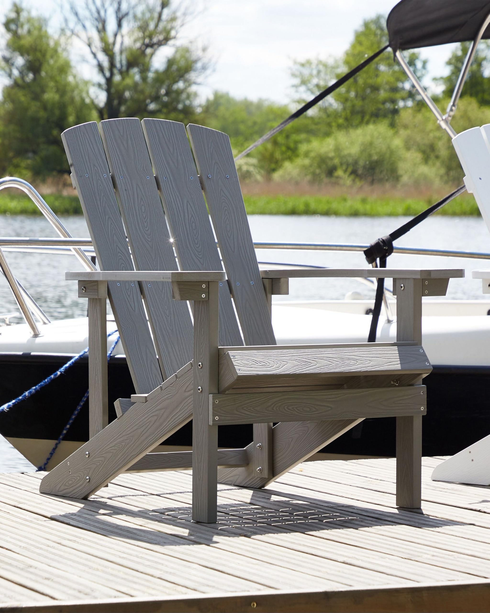 Beliani Silla de jardín Gris Oscuro de Madera sintética Resistente a la Intemperie Estilo Moderno Adirondack