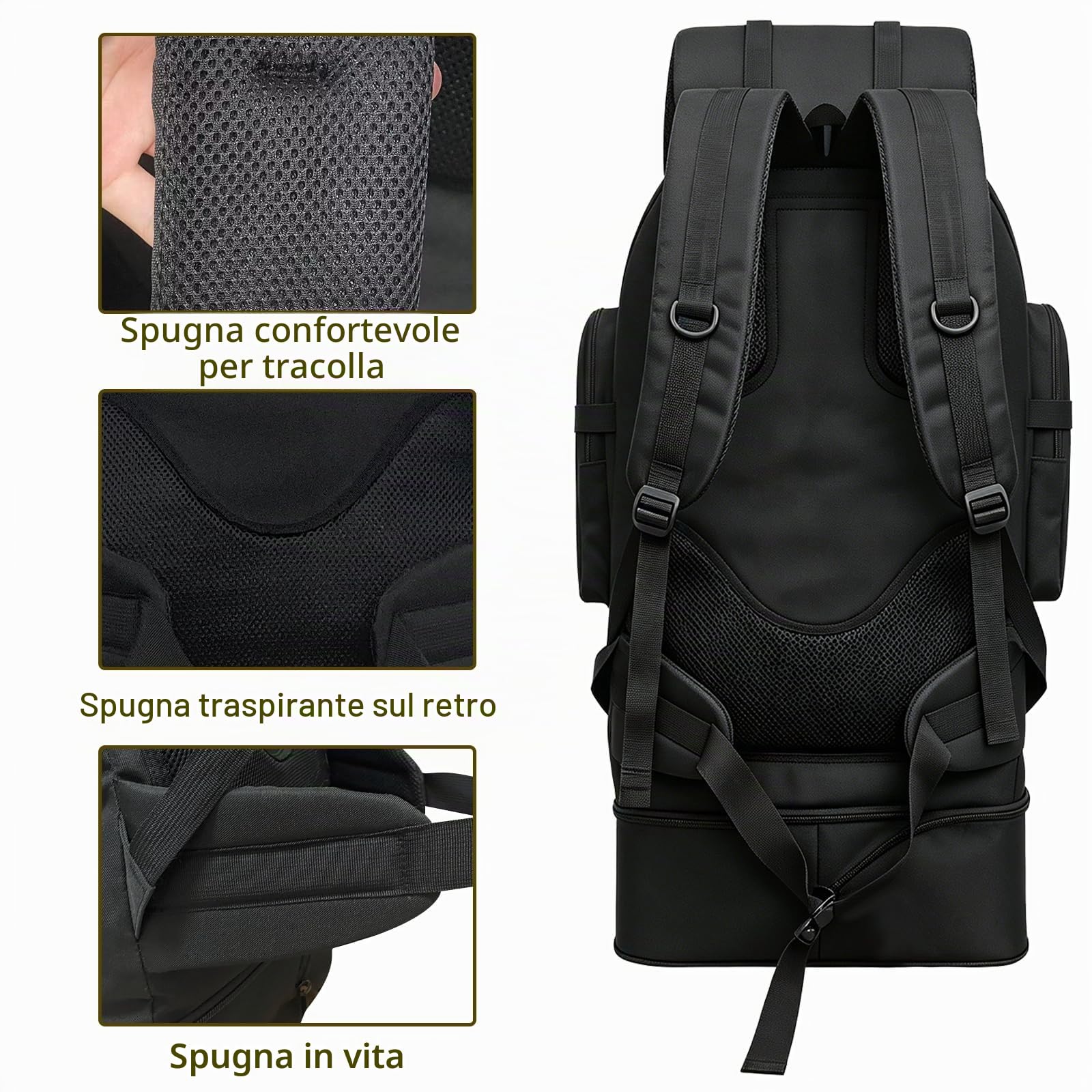 80L Zaino da campeggio da escursionismo Zaino da viaggio MOLLE, Zaini tattici militari, Zaino da esterno di grande capacità impermeabile regolabile addensato