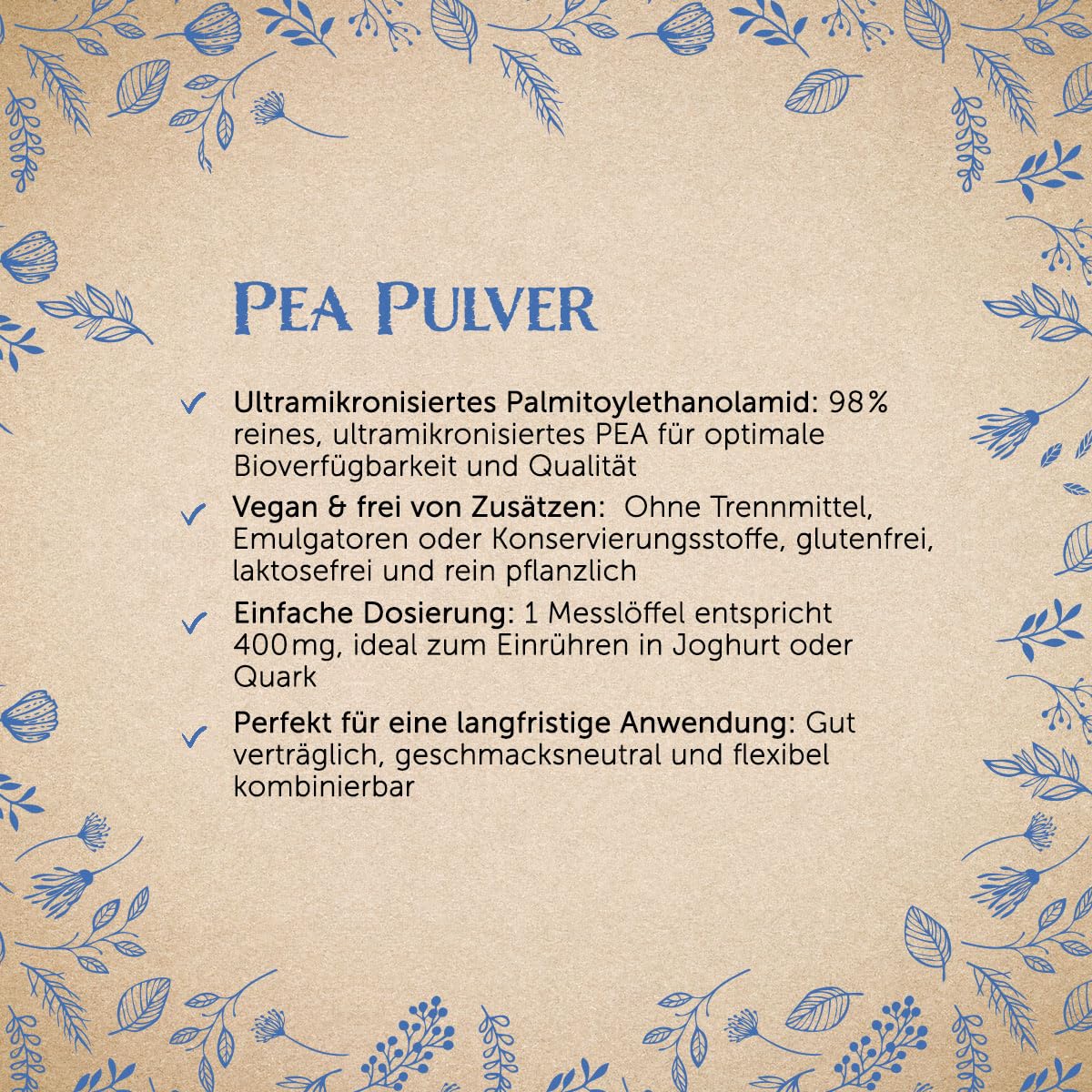 Waldkraft PEA Pulver 98% Reinheit – 36g Palmitoylethanolamid – Ultramikronisiert für hohe Bioverfügbarkeit – laborgeprüft & ohne Zusatzstoffe – vegan, glutenfrei & laktosefrei