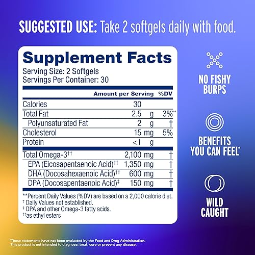 Vista 2 de Oceanblue Professional Omega-3 2100mg Fish Oil Supplement – Triple Strength, High Potency EPA, DHA & DPA – Burpless, Wild-Caught, Natural Orange