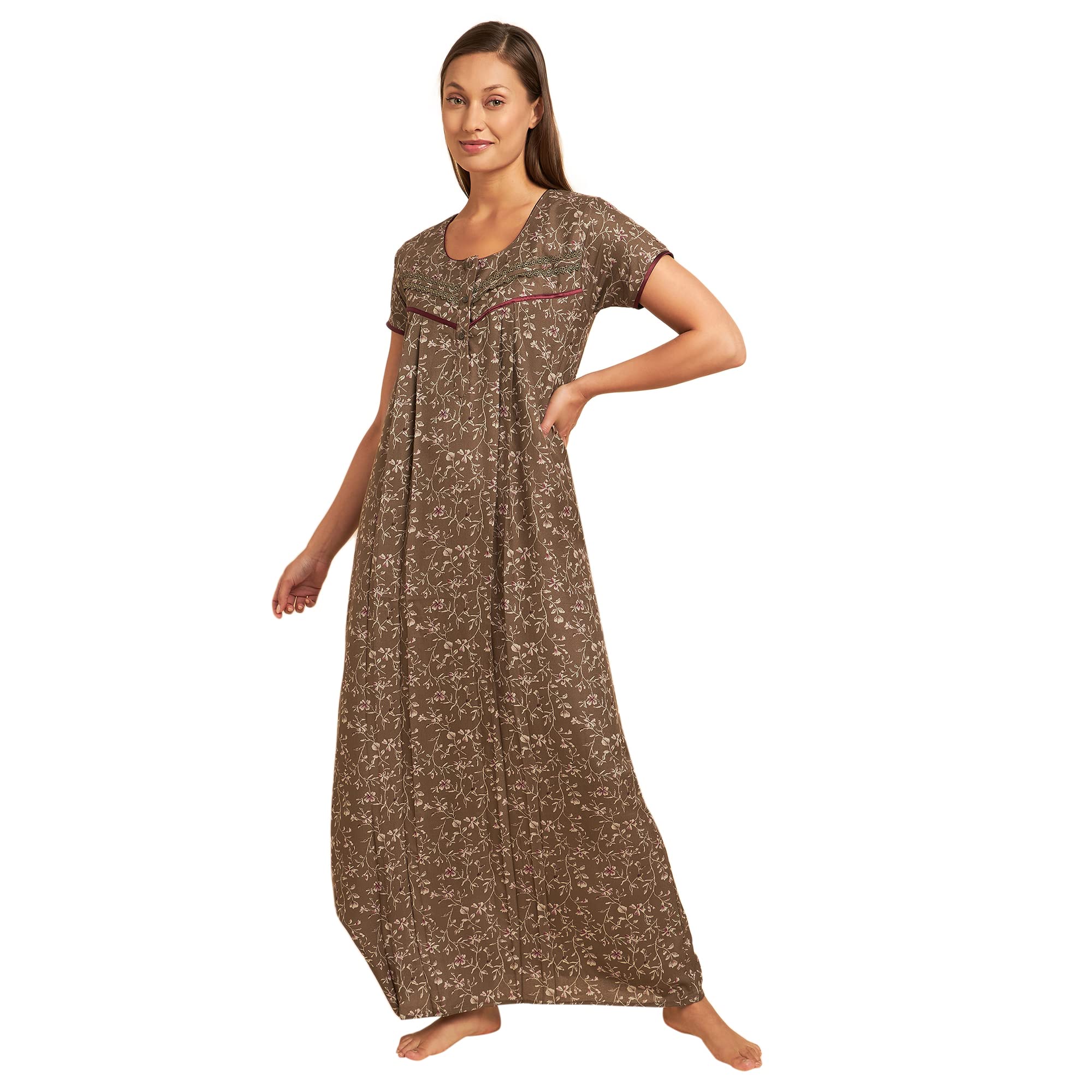 Women Cotton Blend Floor Length Nightie