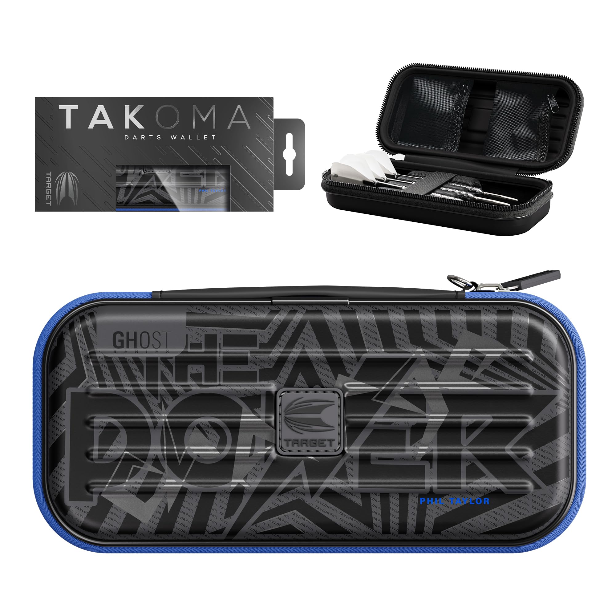 Target Darts Phil Taylor Ghost Series Takoma Wallet, Regular – Darts Case, Black/White Storage Cases, “The Power” Zipper Dart Holder, Professional Accessories – Holds 3 Fully Assembled Darts