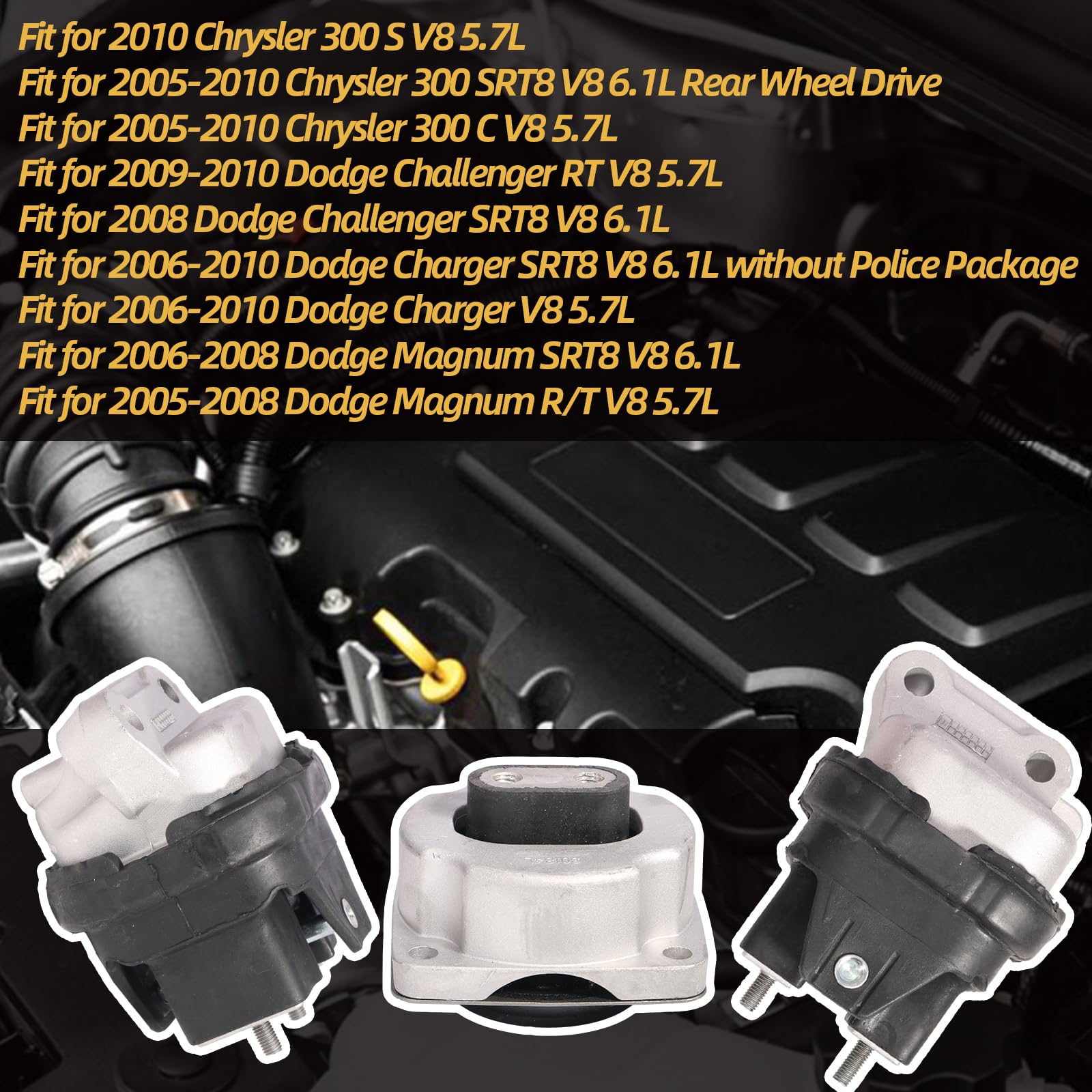 Amazon.com: Engine Motor and Transmission Mount kit Fit for Dodge 