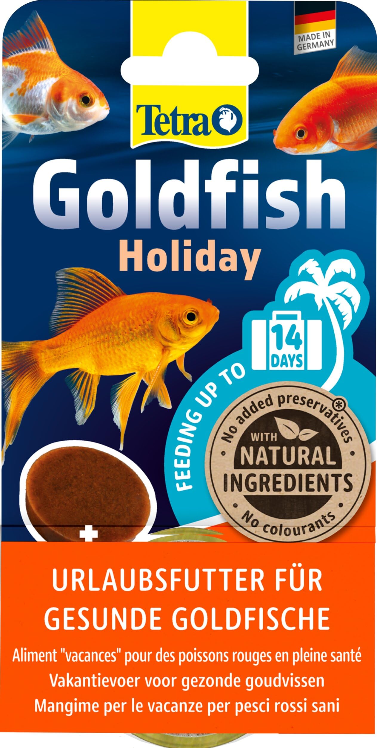 Tetra Goldfish Holiday - Comida de vacaciones para todos los carpines dorados, alimentación saludable para periodos de hasta 14 días, 2 X 12 g bloque de comida