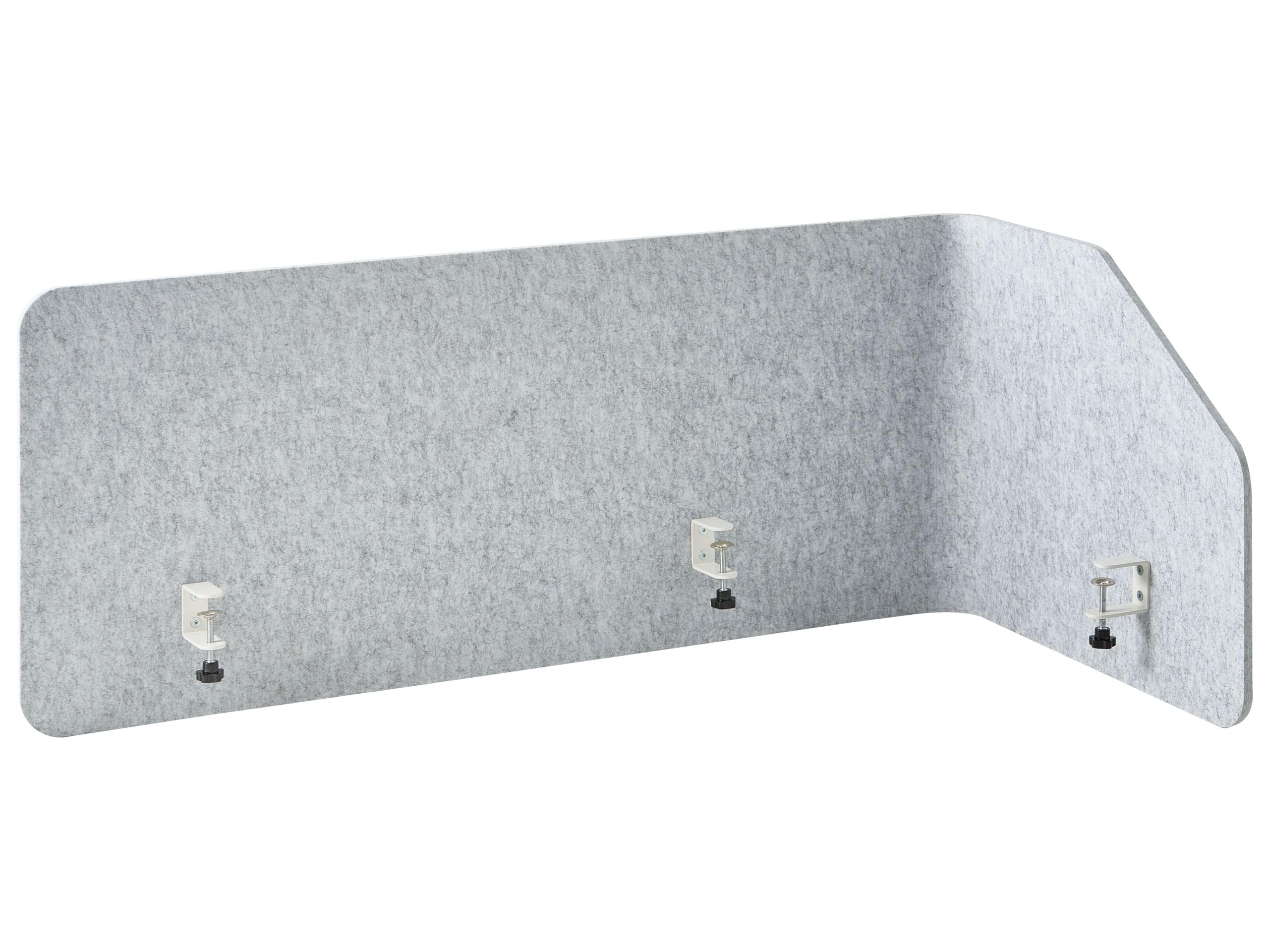 Beliani Schreibtisch Trennwand L-Form Filz Akustik Polster hellgrau 120 x 60 x 50 cm zum Klemmen Foldy