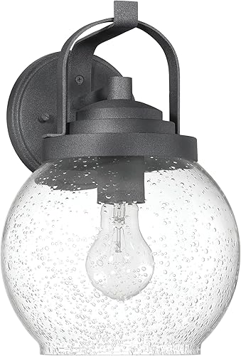 Miniatura 9 de Robert Stevenson Lighting Bertram - Linterna industrial con globo de cristal y metal montado en la pared para exteriores, zinc envejecido