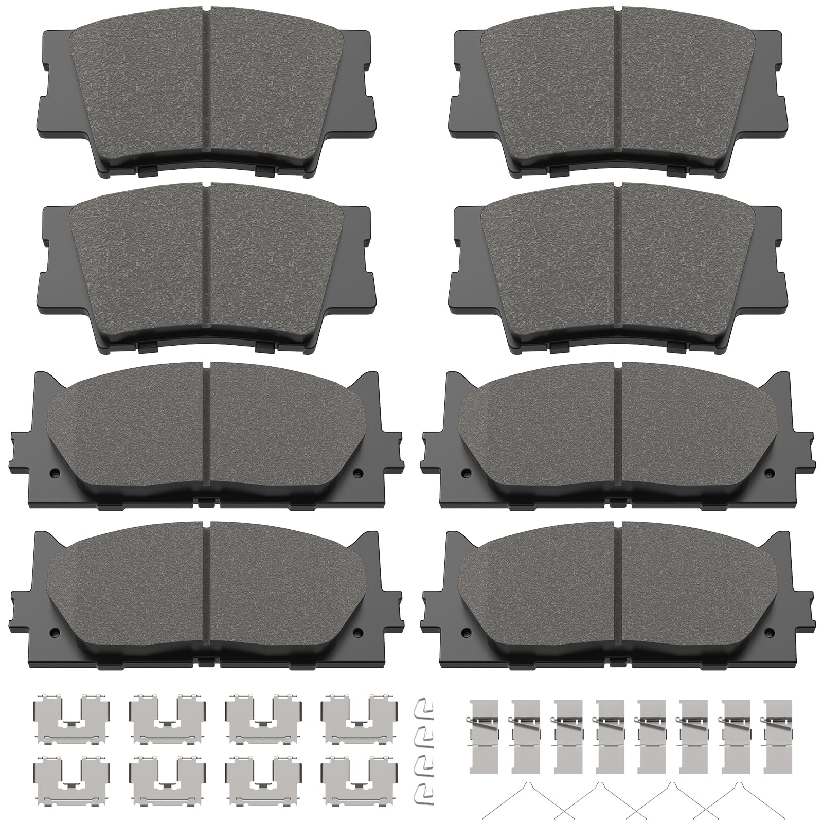 D1212, D1222 Front Rear Disc Brake Pad Set Compatible With 2007-2017 TOYOTA Camry, 2008-2018 TOYOTA Avalon, 2013-2018 LEXUS ES300h, 2007-2018 LEXUS ES350