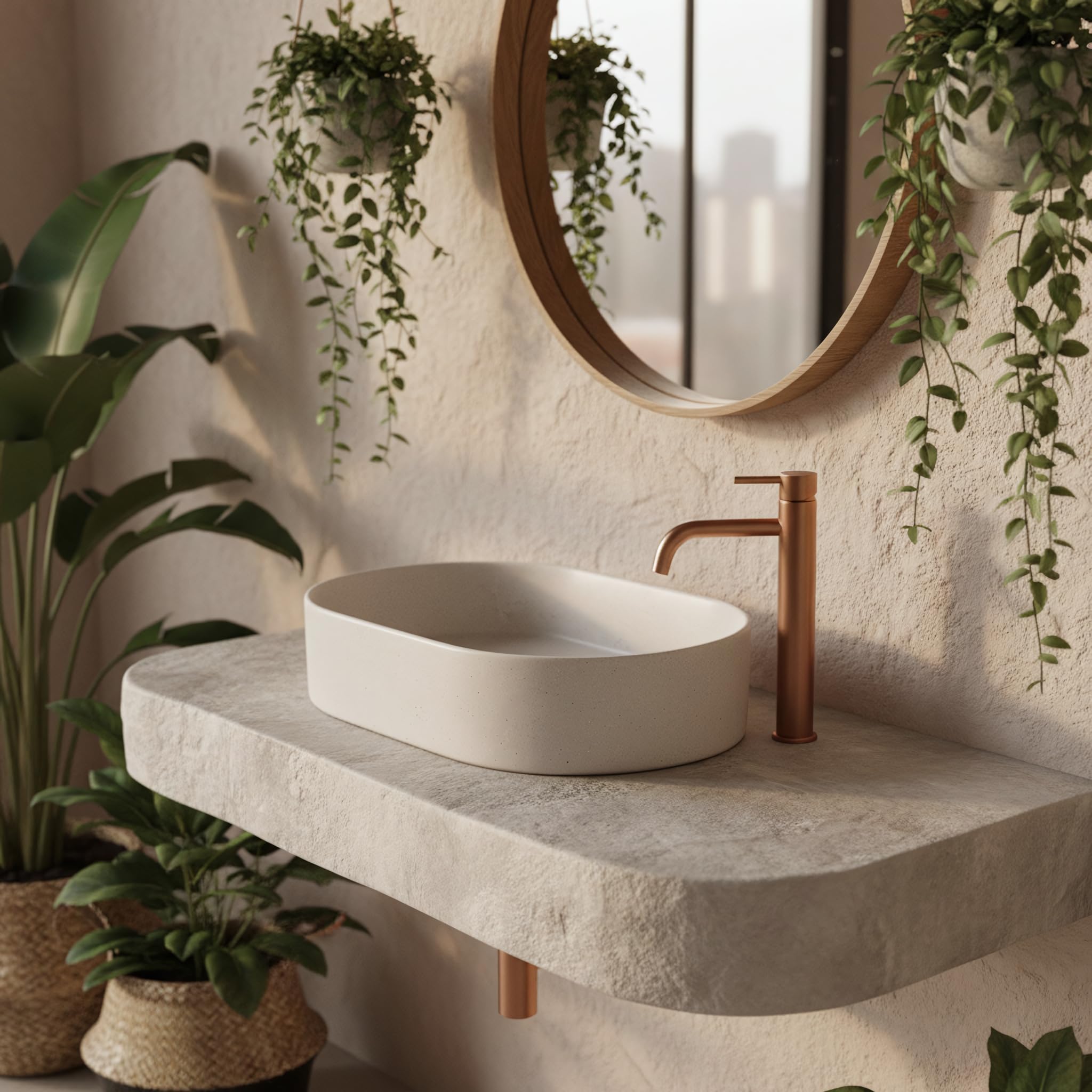 Lavabo Sobre Encimera Rea Nadia 60 Beige 61X38,5X12Cm