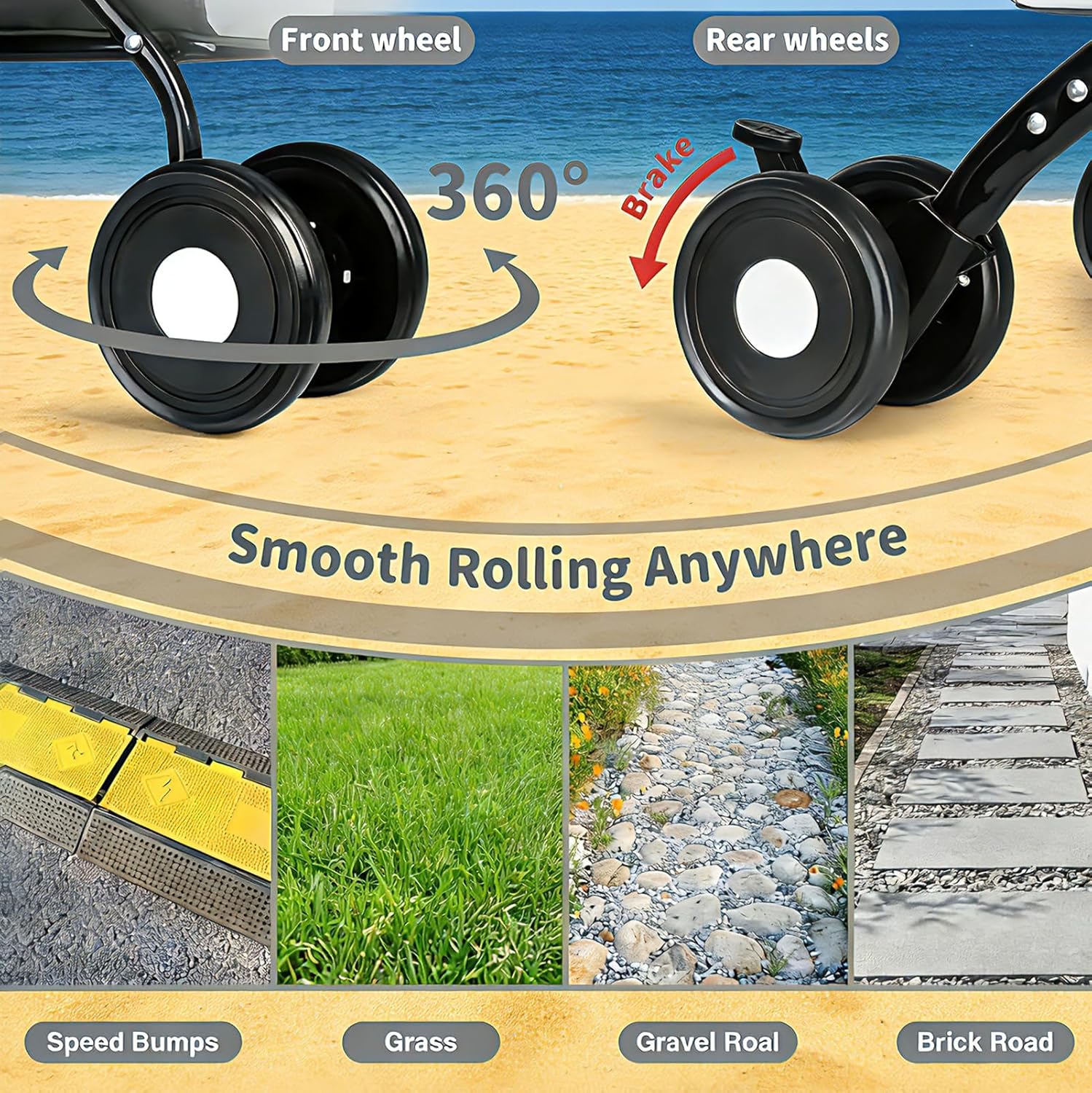 3 in 1 Folding Dog Stroller, 4 Wheels for Small/Medium Dogs, Cat Stroller w/Removable Travel Carrier for Small/Medium/Large Pet, Waterproof Pad, Car Seat, Sun Shade (Deep Black)