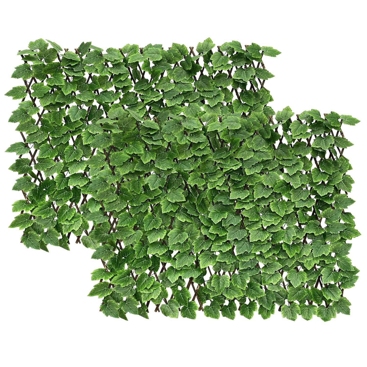 expandable faux ivy fence privacy screen stretchable artificial hedge single sided for balcony patio garden (2pc,grape)…