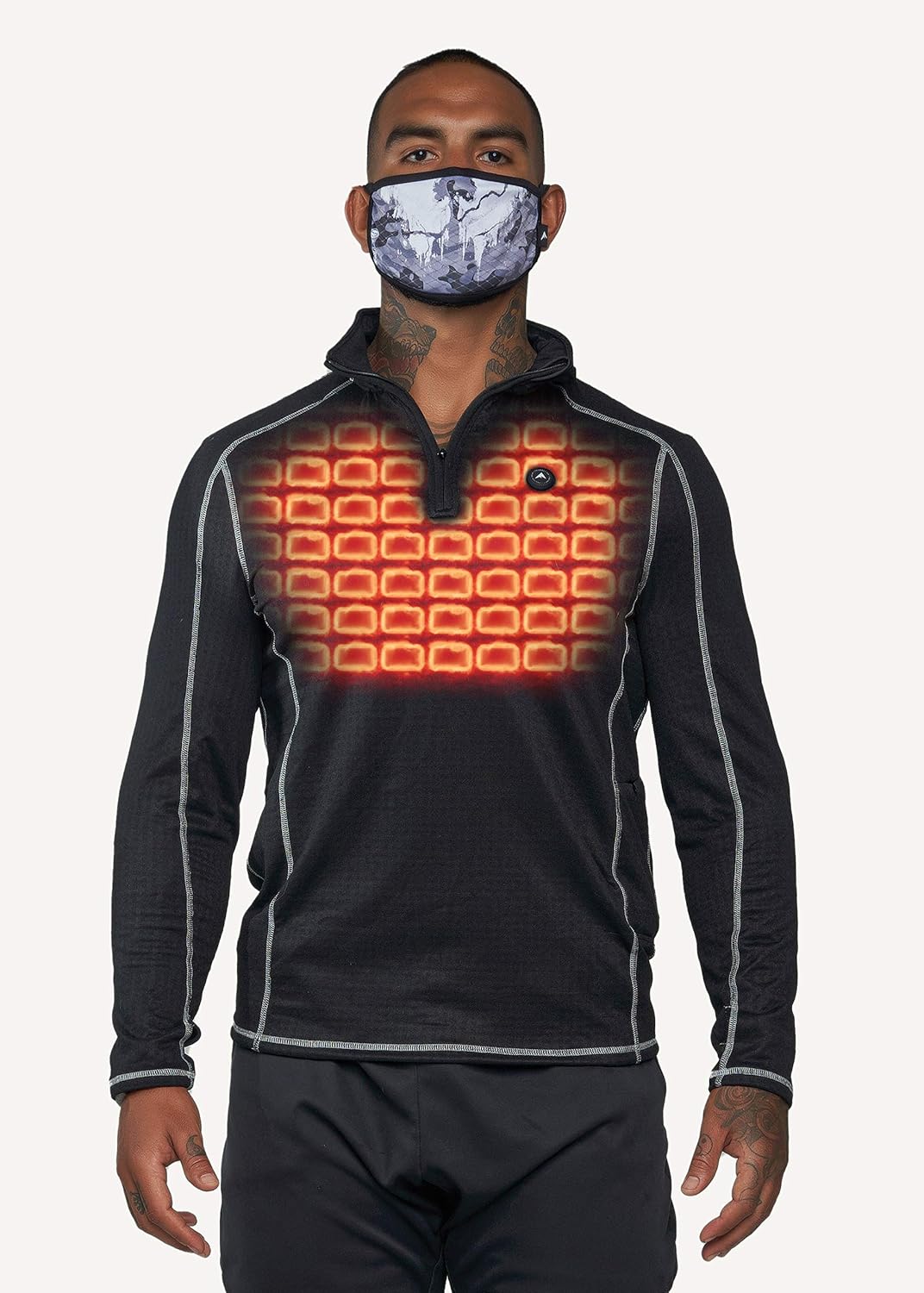 FNDN Heated Mid Layer PRO - Unisex Thermal Long Sleeve for Winter Fishing, Hunting, Skiing, Snowboarding