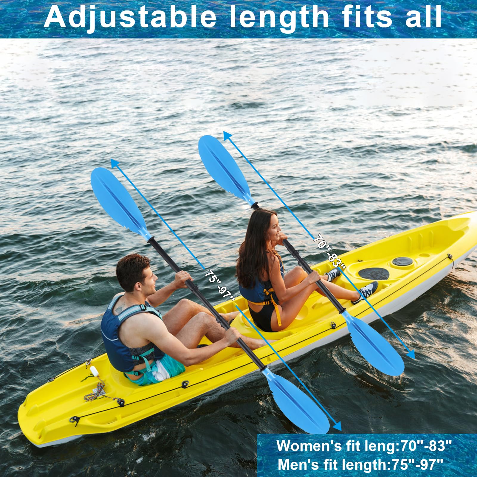 Kajak-Paddel, 4 Stück, Teel Made Teleskop 177,8 cm - 246,4 cm für Kajakfahren, Kanufahren, Bootfahren zum Surfen, Ruder, Angeln, praktisch verstaubar für Anfänger oder Profis